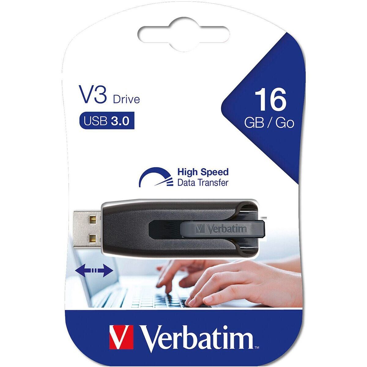 Verbatim Store 'n' Go V3 USB-Stick (Lesegeschwindigkeit 40 MB/s, mit einziehbarem USB-Anschluss)