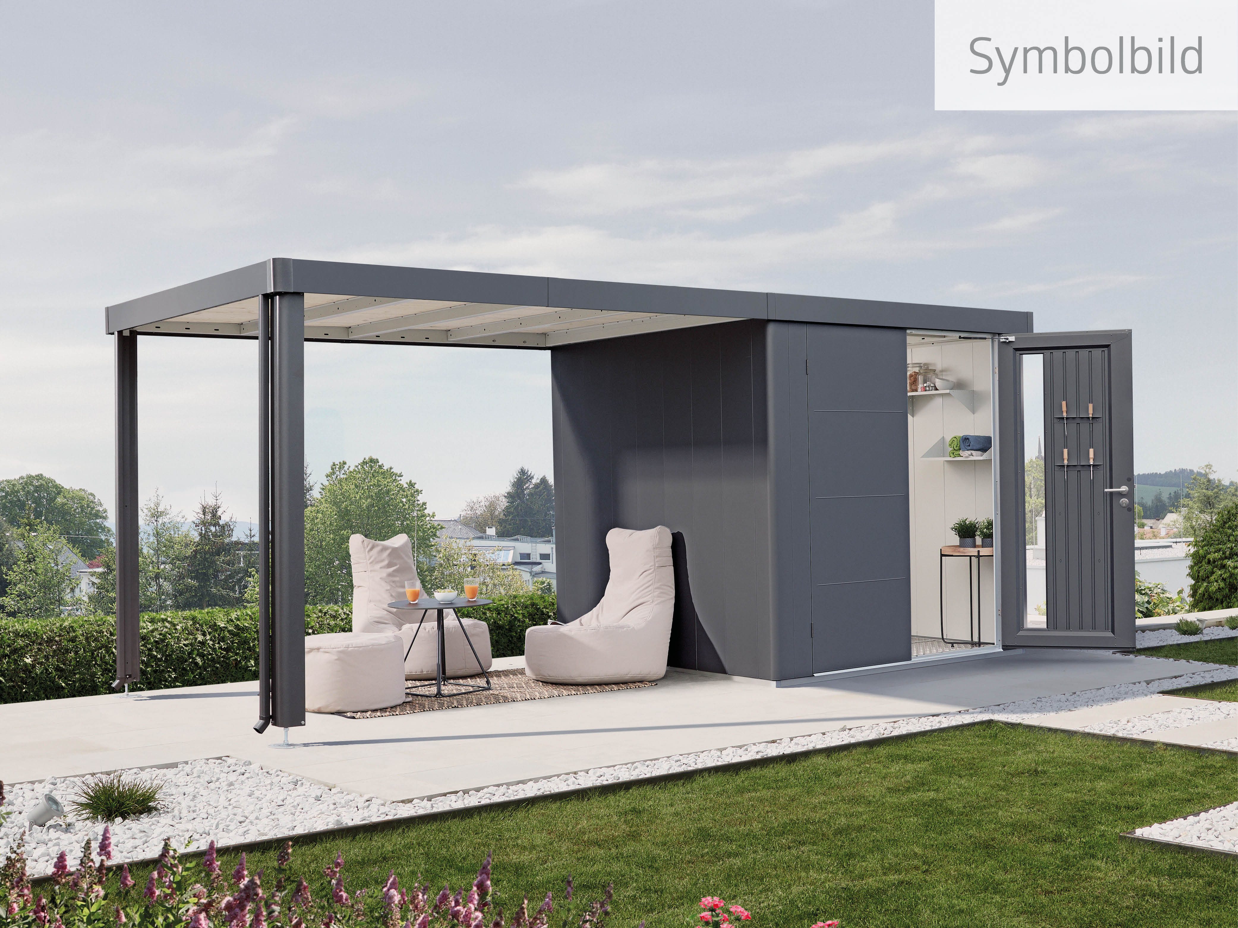 Biohort Gerätehaus Neo Gr. 2A, verschieden Farben, mit Standardtür, BxT: 180x236 cm, aus feuerverzinktem, polyamid-einbrennlackiertem Stahlblech