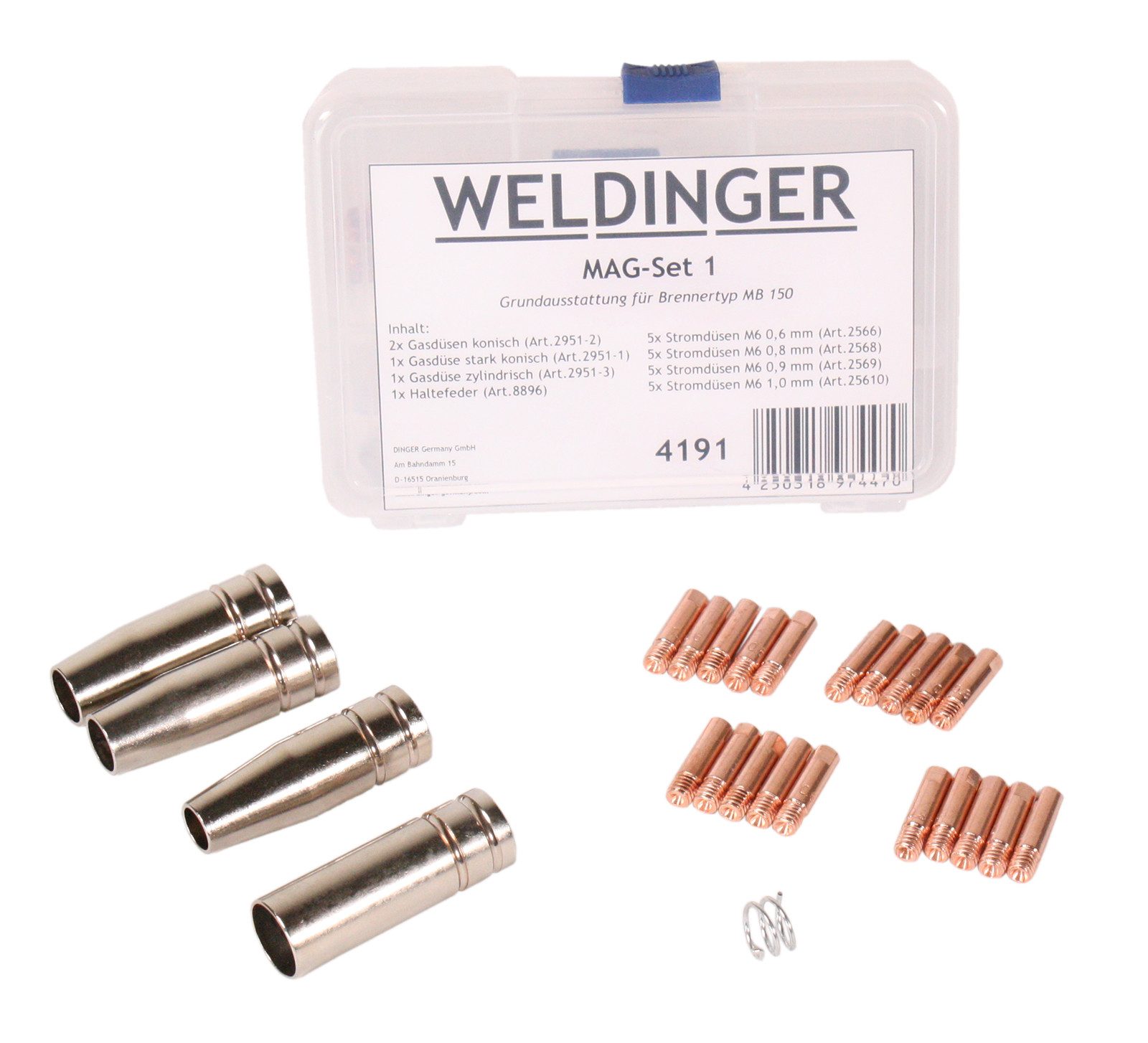 WELDINGER Stromdüse MAGSet 1 für MAG Schweißgarnitur Typ MB 150 (0,6 - 1,0 mm), Set, 25-St.