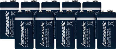 Hanseatic 10 Stück Alkaline E-Block Batterie, (9 V, 10 St)