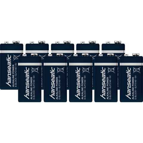 Hanseatic 10 Stück Alkaline E-Block Batterie, (9 V, 10 St)