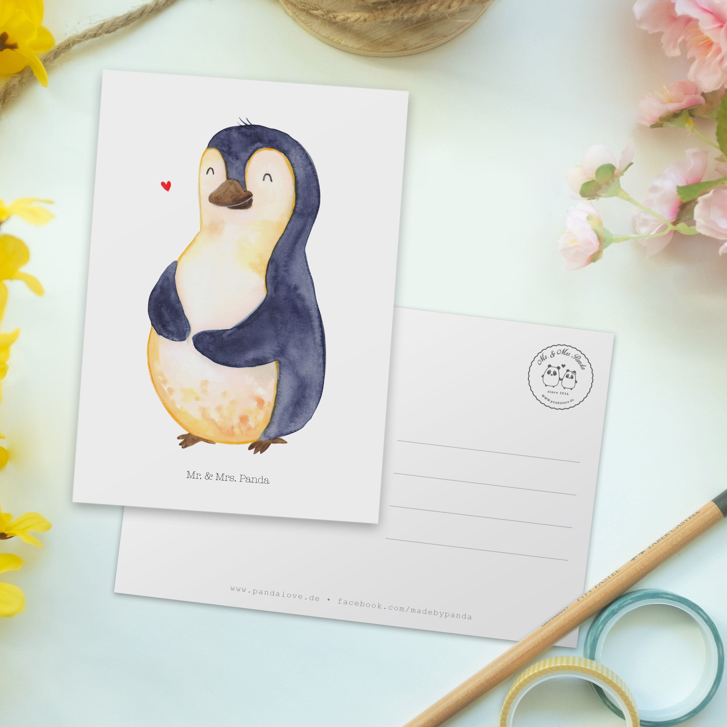 Pinguin Weiß Postkarte & Gewicht, Diät Mrs. Mr. Geschenk, - Abspe - Körperliebe, Panda foodbaby,