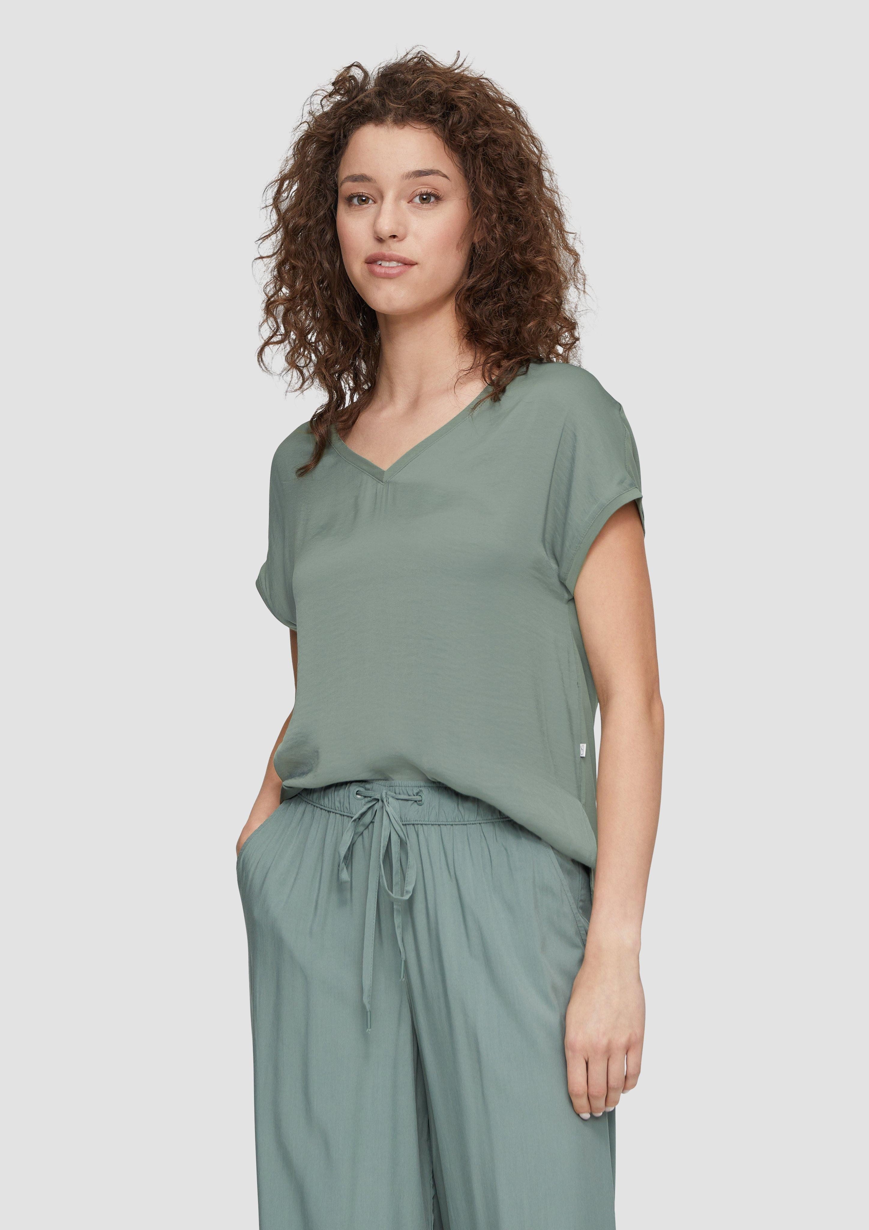 QS Kurzarmshirt Fabricmix-Shirt im Loose Fit günstig online kaufen
