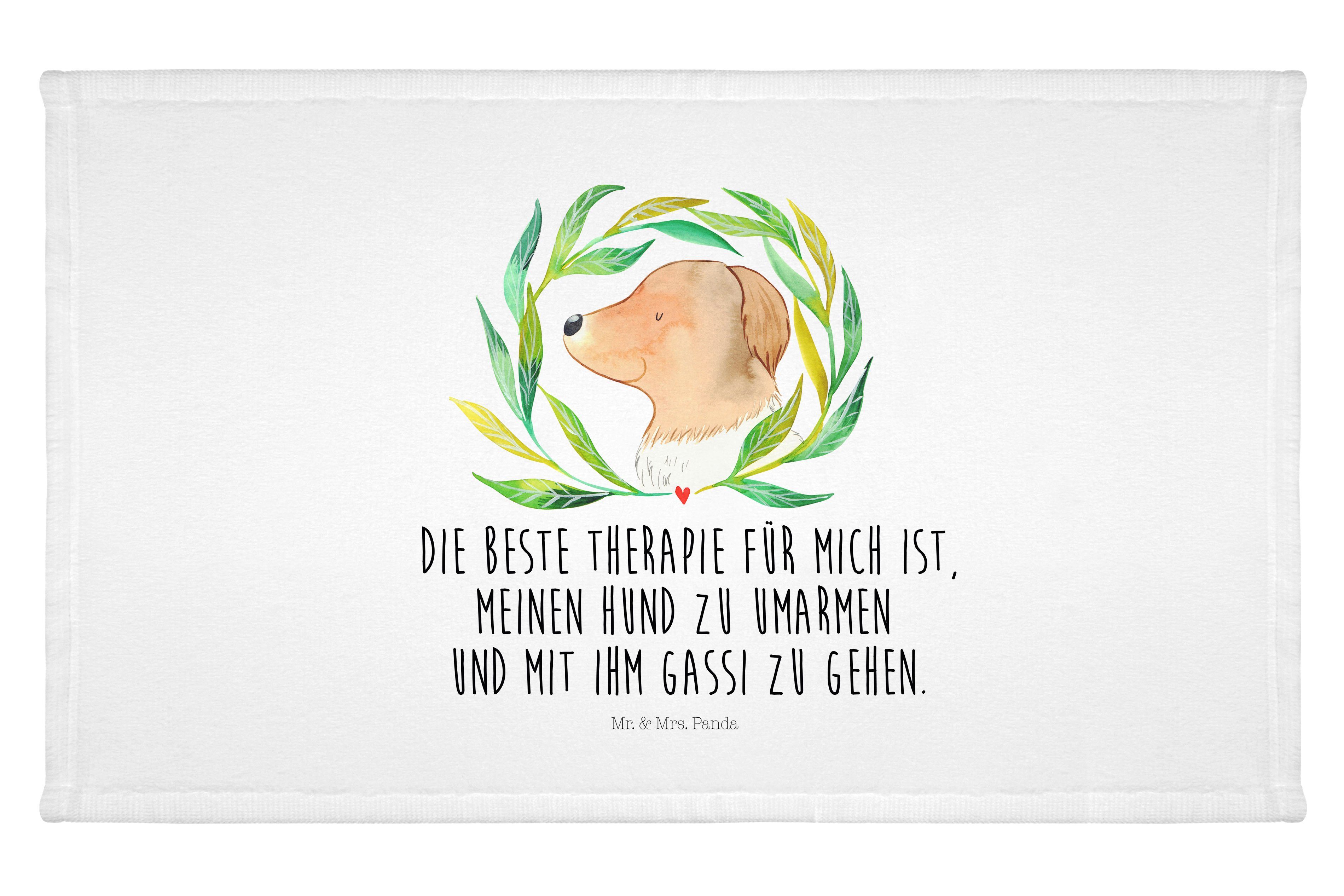 Hundeliebe, Weiß Handtuch (1-St) - Hund Mrs. & Gästetuch, Tierliebhaber, S, Geschenk, Mr. Panda Ranke -
