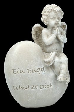 Figuren Shop GmbH Gartenfigur Gartenfigur - Engel sitzt auf Herz - Fantasy Garten Dekoration