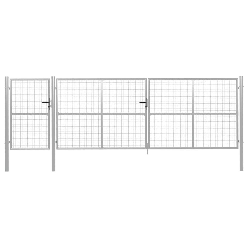 Gartentor 500 x 150 cm Gartentor Stahl 500x150 cm Silbern Gartentor Einfahrt Zuf