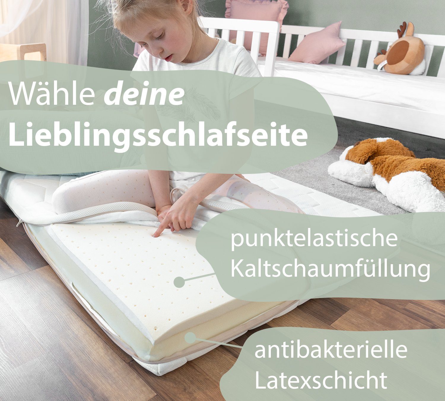 Babymatratze Kaltschaum Matratze Kindermatratze Reisebett mit Bezug 80x200 cm 