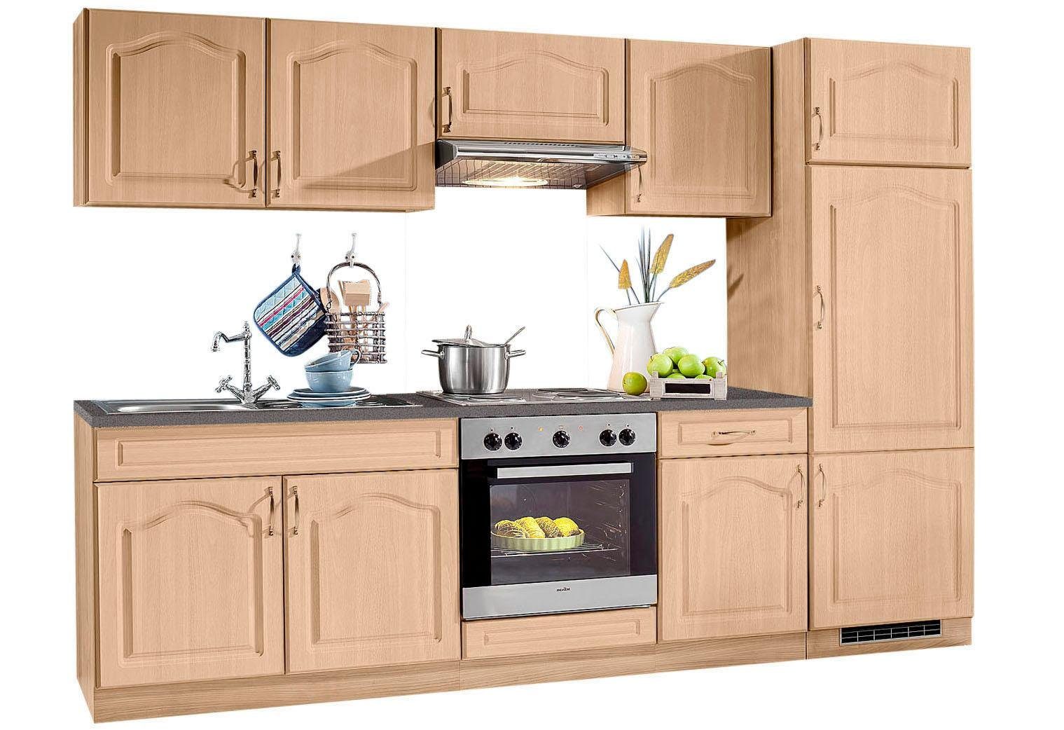 wiho Küchen Küchenzeile Linz, mit E-Geräten, Breite 270 cm, mit Edelstahl-Kochmulde