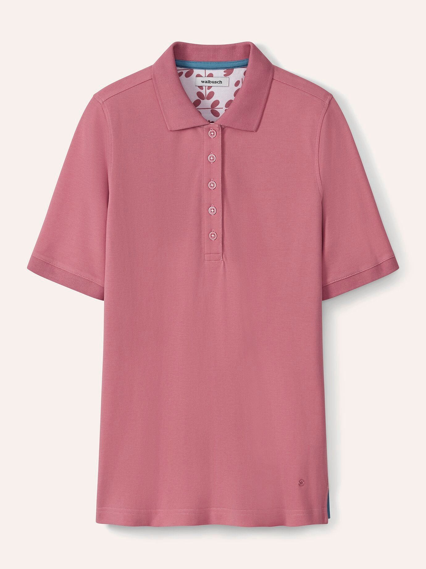 Walbusch Poloshirt Damen Shirt atmungsaktiv Baumwollpiqué Halbarm Konfektionierter Kragen, 4-Knopf-Leiste, Kontrastbesatz, pflegeleicht