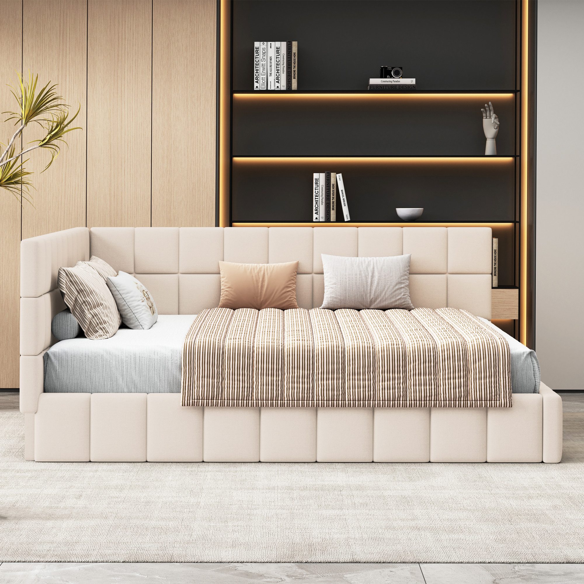 Merax Daybett, Polsterbett mit Schlaffunktion, Tagesbett Schlafsofa, Samt, günstig online kaufen