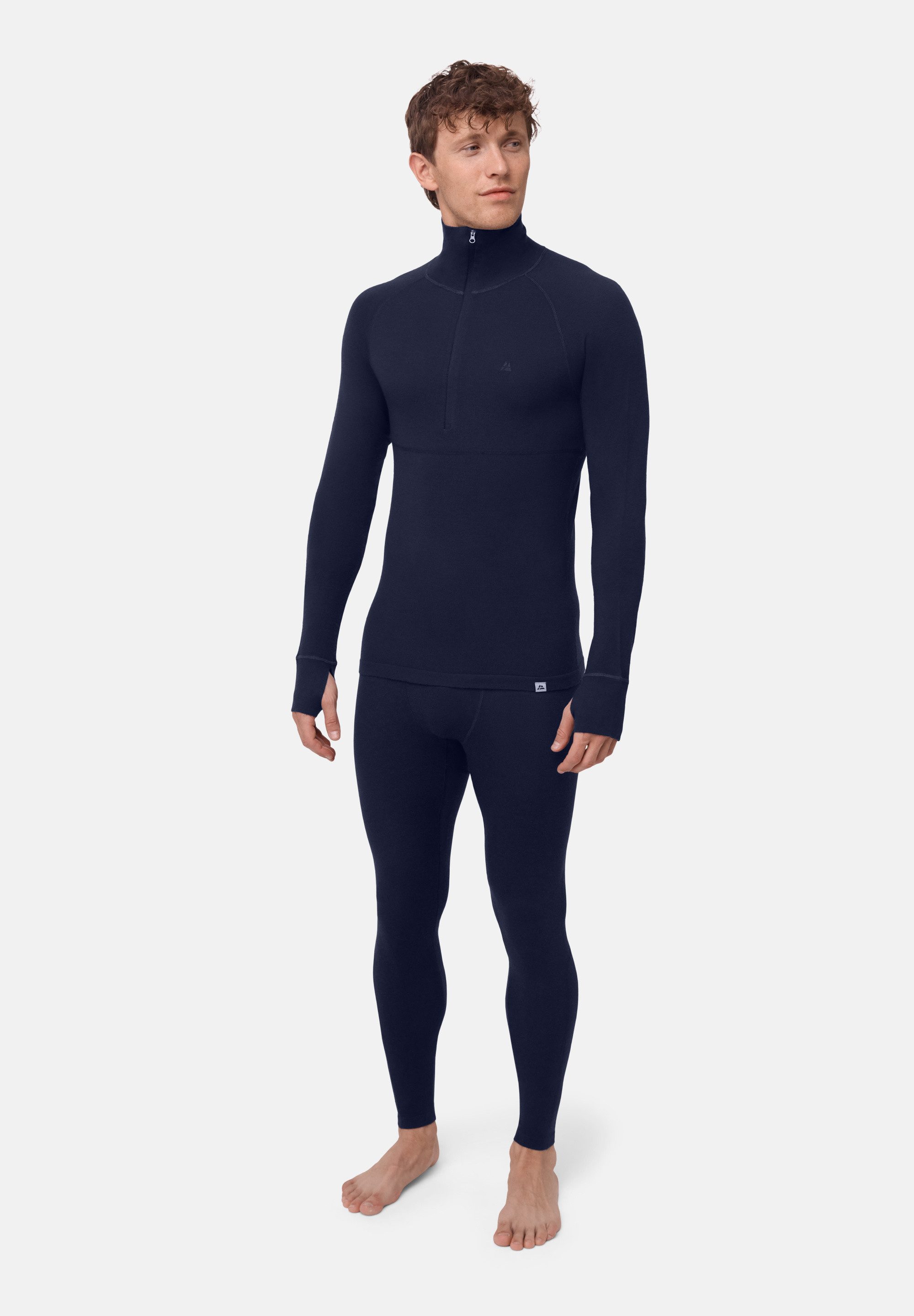 DANISH ENDURANCE Funktionsshirt Core Merino Half Zip Merino Thermounterwäsche Herren, warmes Funktionsset mit Zipper
