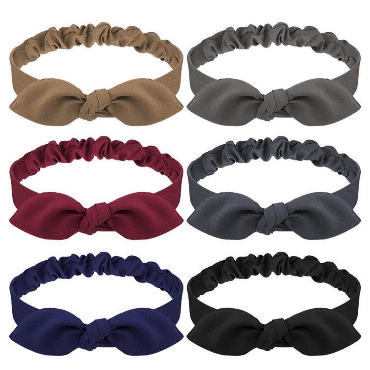 Juoungle Haarband 6 Damen,6 Haarband mit für Stück Haarband,Einfarbiges Schleife Farben