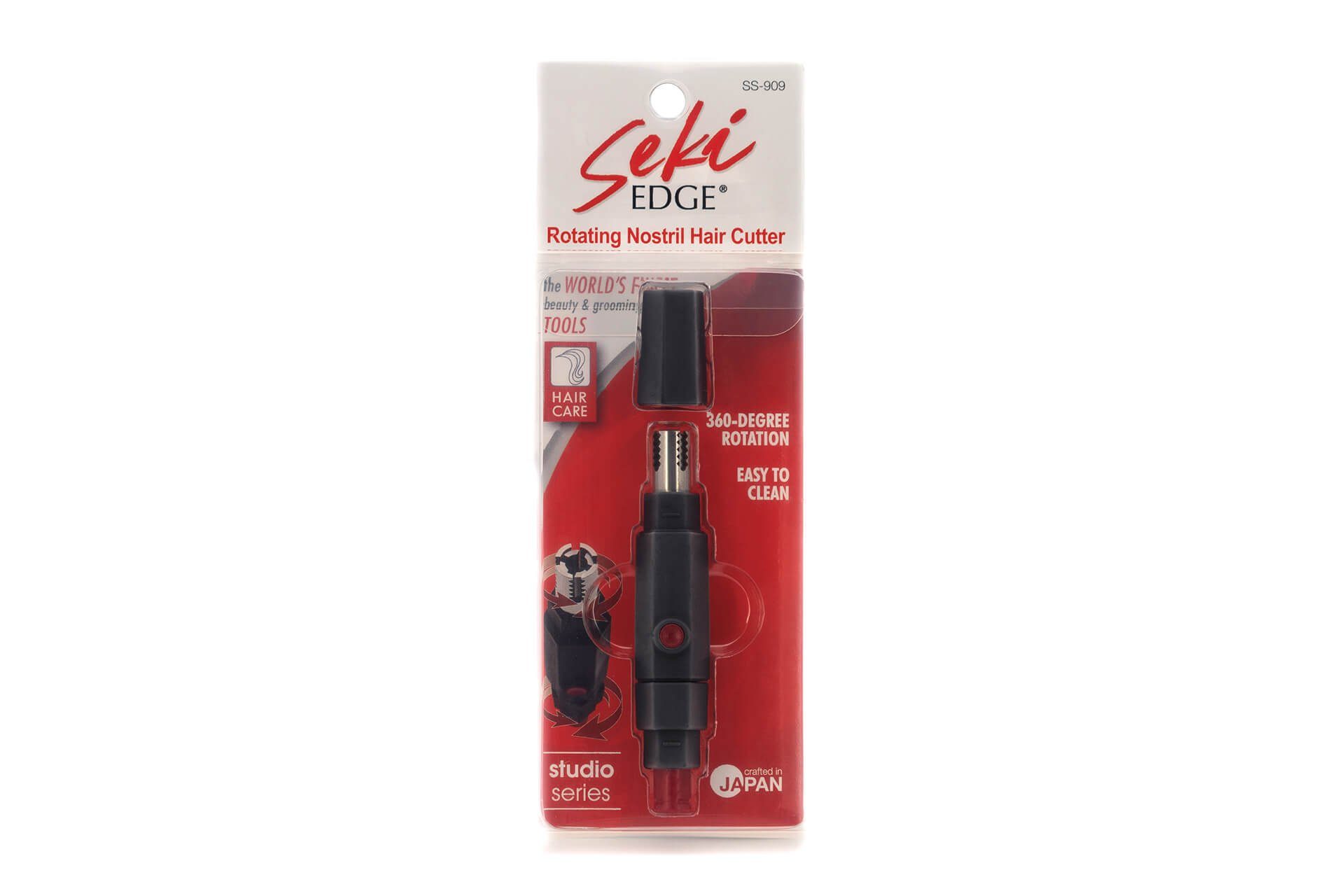 Seki EDGE Nasenhaarschere SS-909, Made in Japan, 83mm, Manueller Nasenhaartrimmer mit 360-Grad-Klingen aus 18-8 Edelstahl