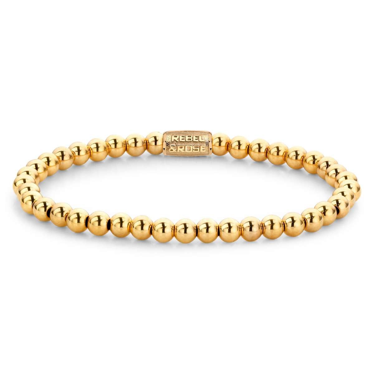 Rebel & Rose Edelstahlarmband RR-40038-G-S, für Damen Goldfarben 4 mm