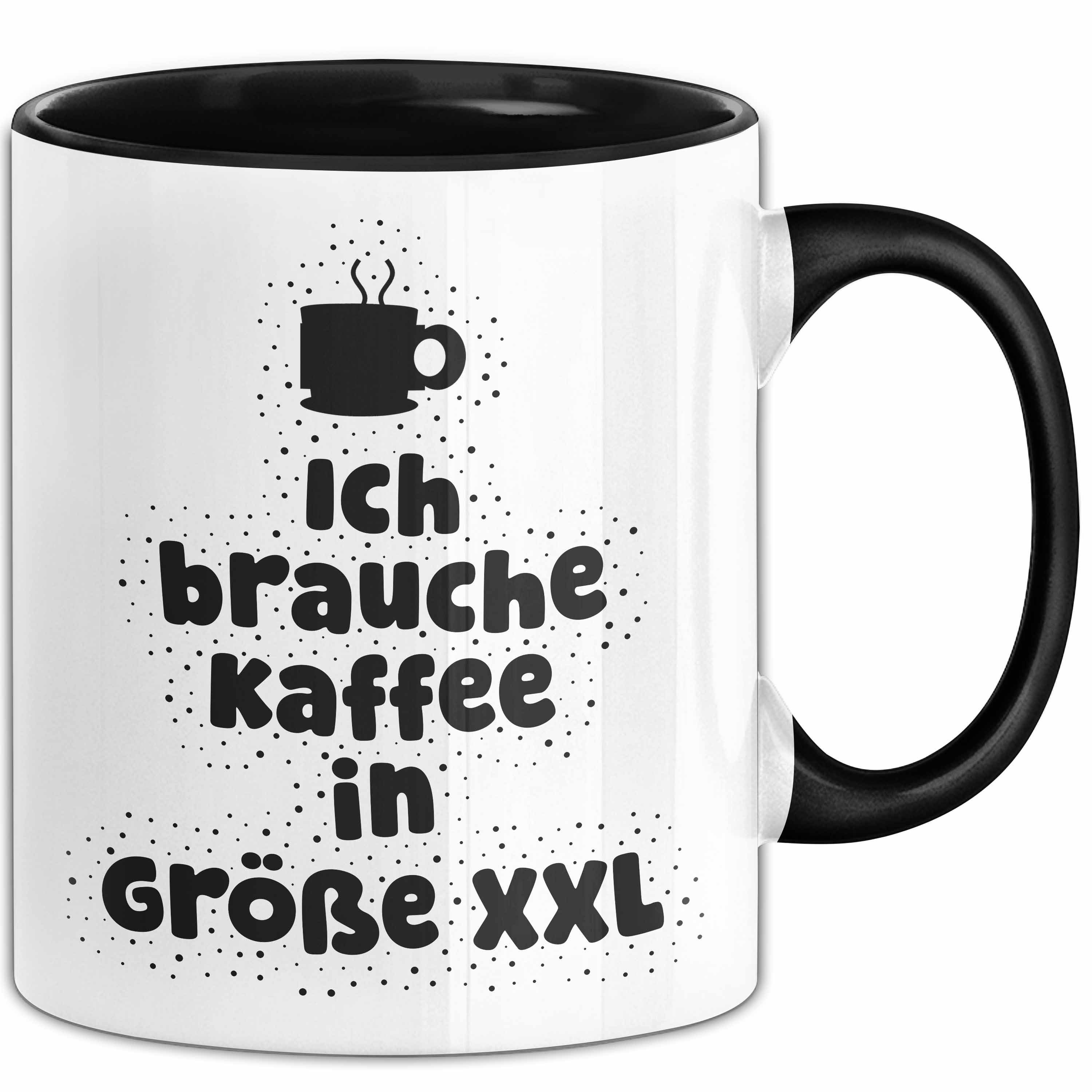 Trendation Tasse Ich brauche Kaffee in Größe XXL Tasse mit Spruch Geschenk Kaffeeliebha, Keramik