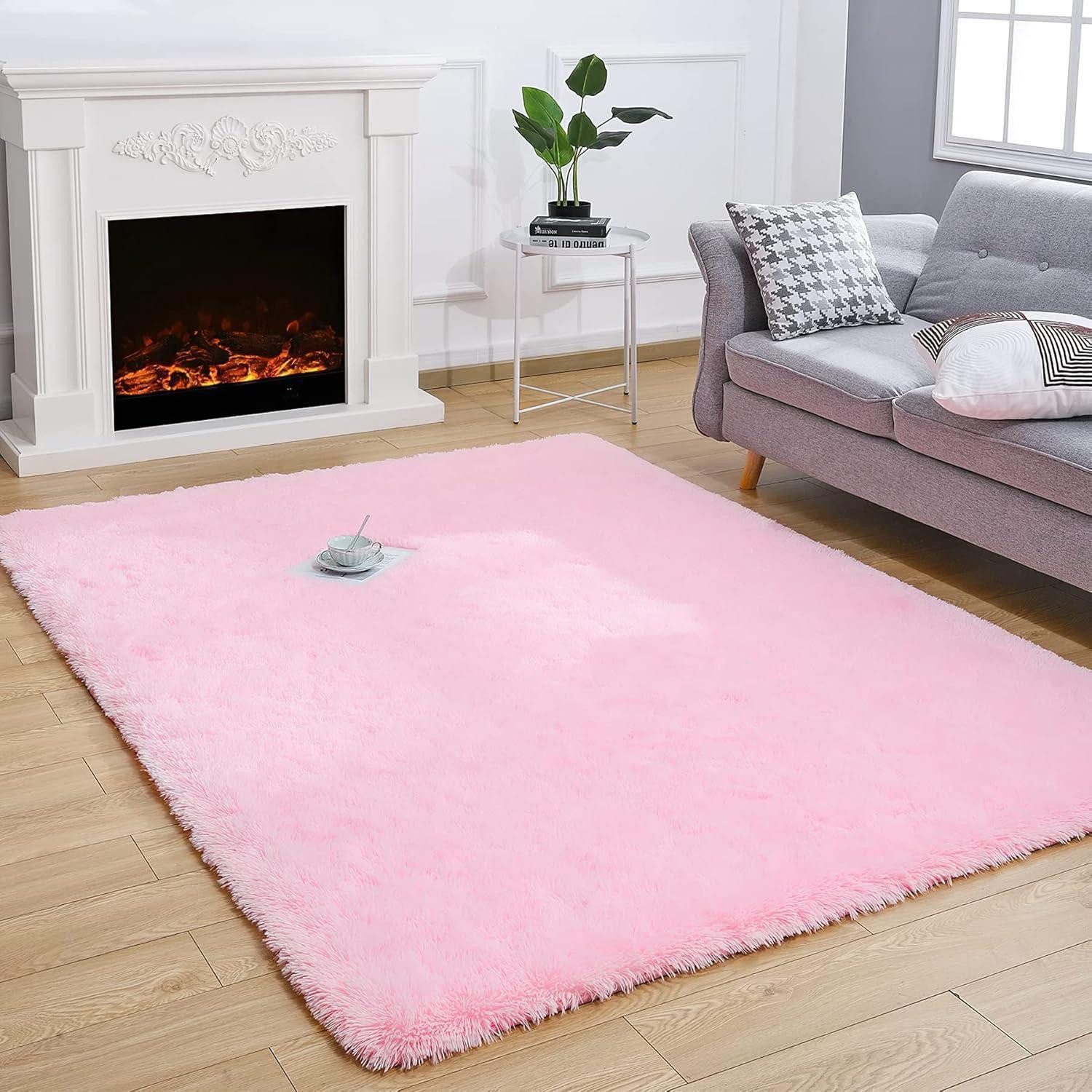 LuxusKollektion Hochflor-Teppich Teppich Hochflor Shaggy Wohnzimmer Schlafzimmer Rosa 80 x 150 cm