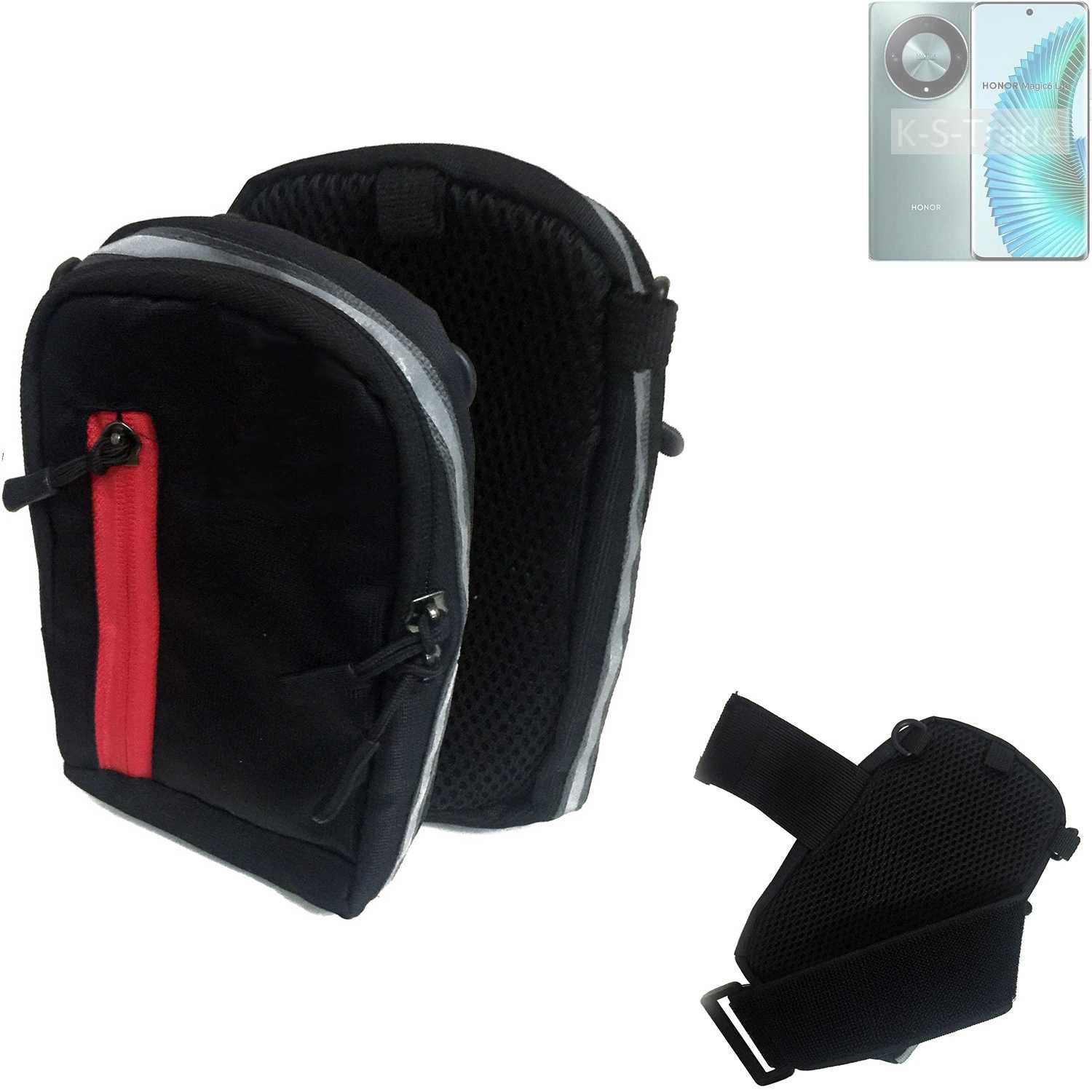 K-S-Trade Handyhülle für Honor Magic6 Lite, Outdoor Gürteltasche Holster Umhängetasche schwarz Handy Tasche