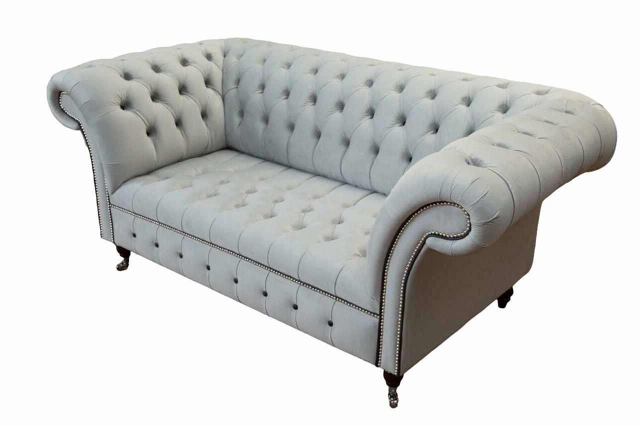 Polster 2-Sitzer Weiß, 1 Sofa Sofas 2 Sitzer Luxus Sofas Chesterfield-Knöpfen Teile, JVmoebel Design Mit Chesterfield