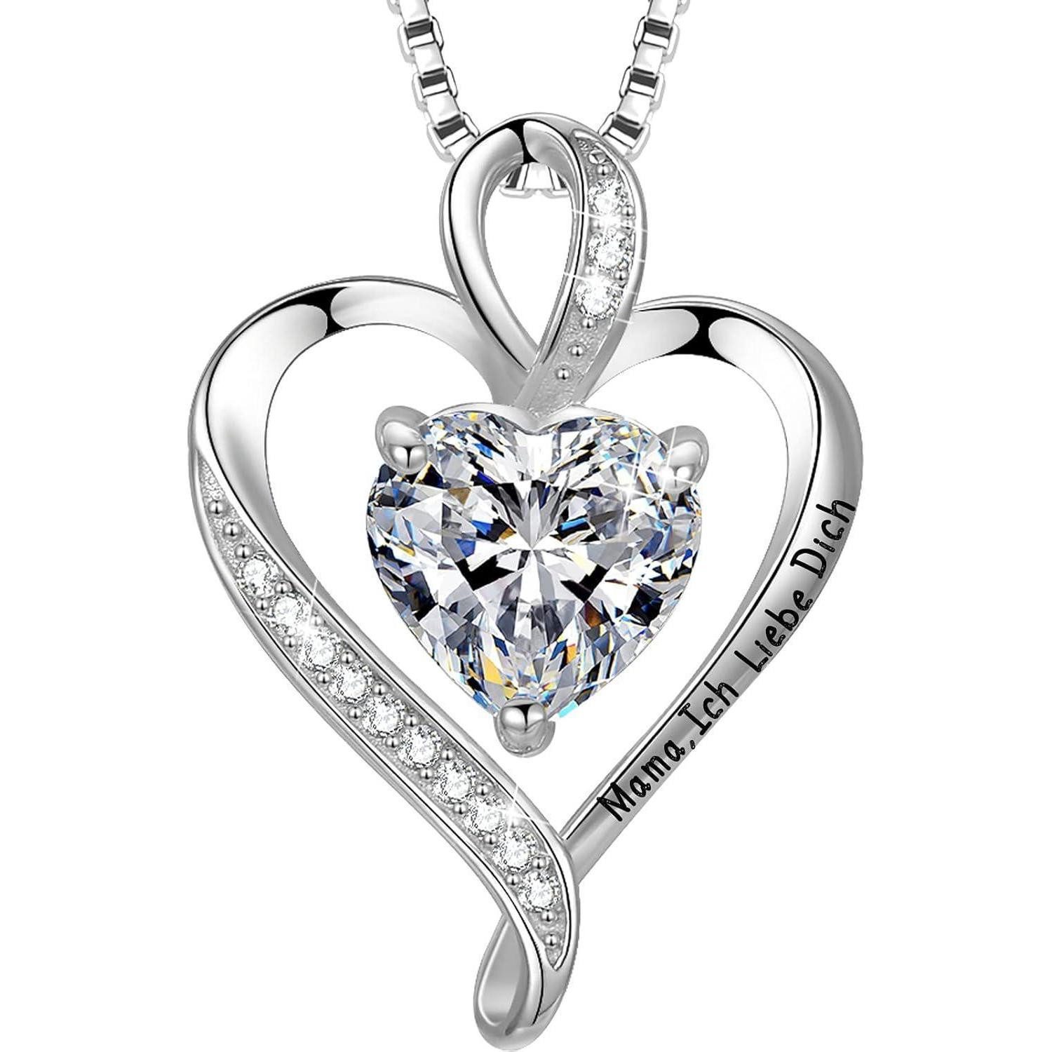 LuxusKollektion Herzkette Halskette Herz 925 Silber I love you Gravur Rosegold