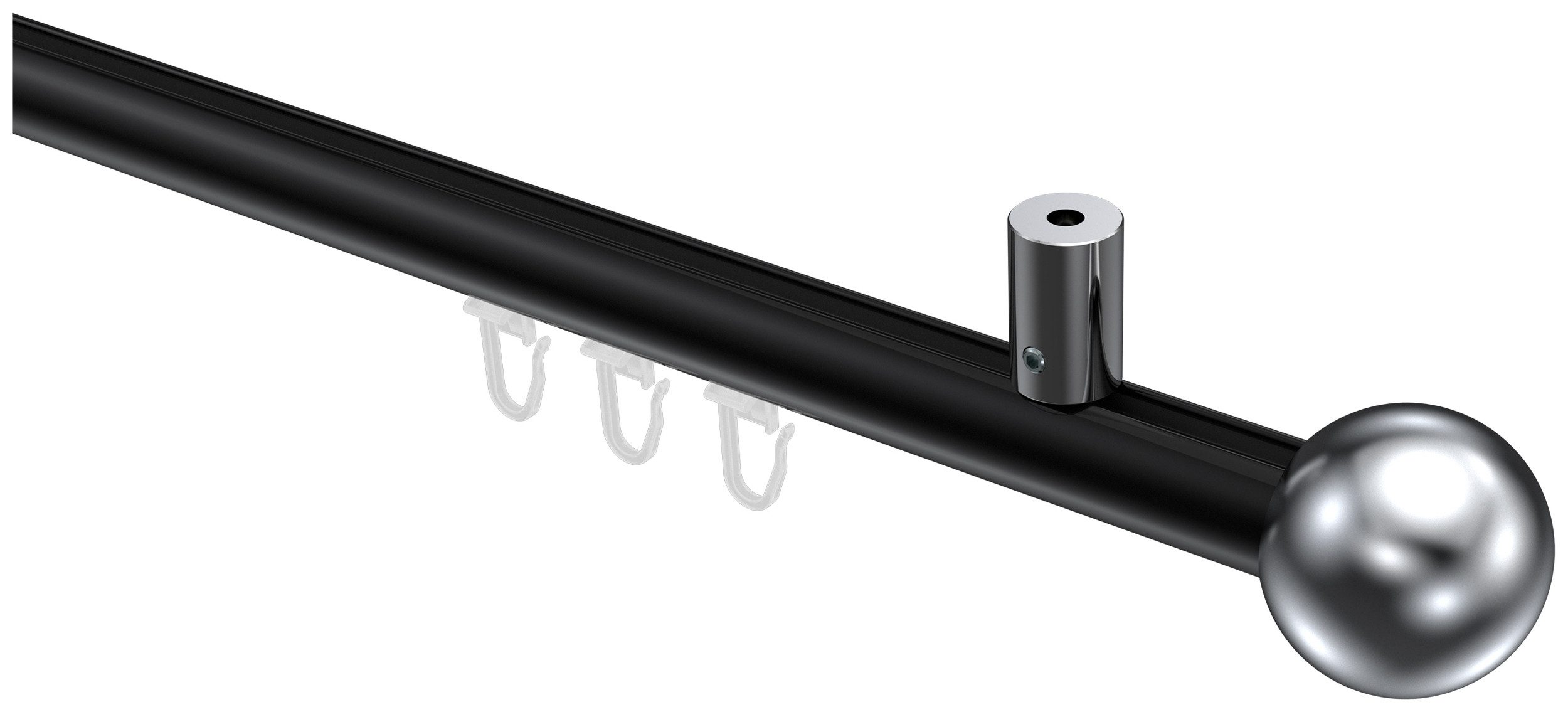 INTERDECO Innenlaufschiene Sonius Luino, Ø 20 mm, 1-läufig, Fixmaß, kürzbar, Deckenmontage, Aluminium, Schwarz / Chrom / Bicolor