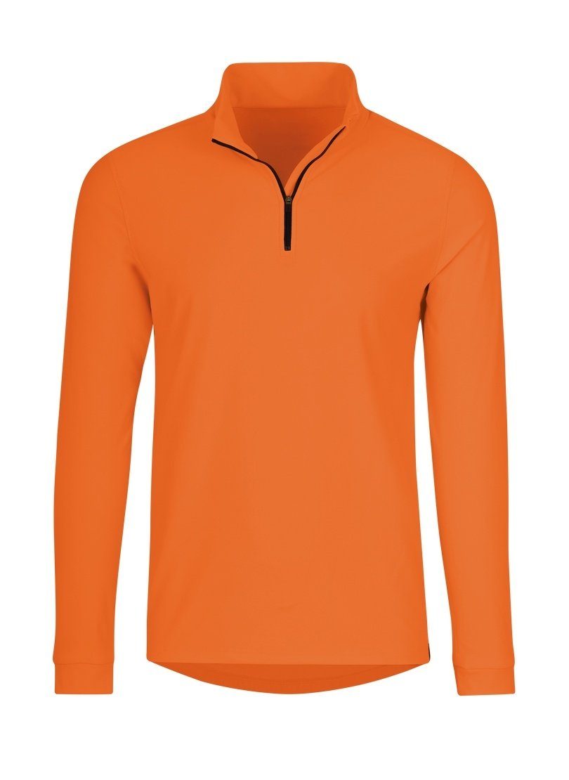 Reißverschluss leuchtorange TRIGEMA Sportshirt mit Langärmeliges Sweatshirt Trigema