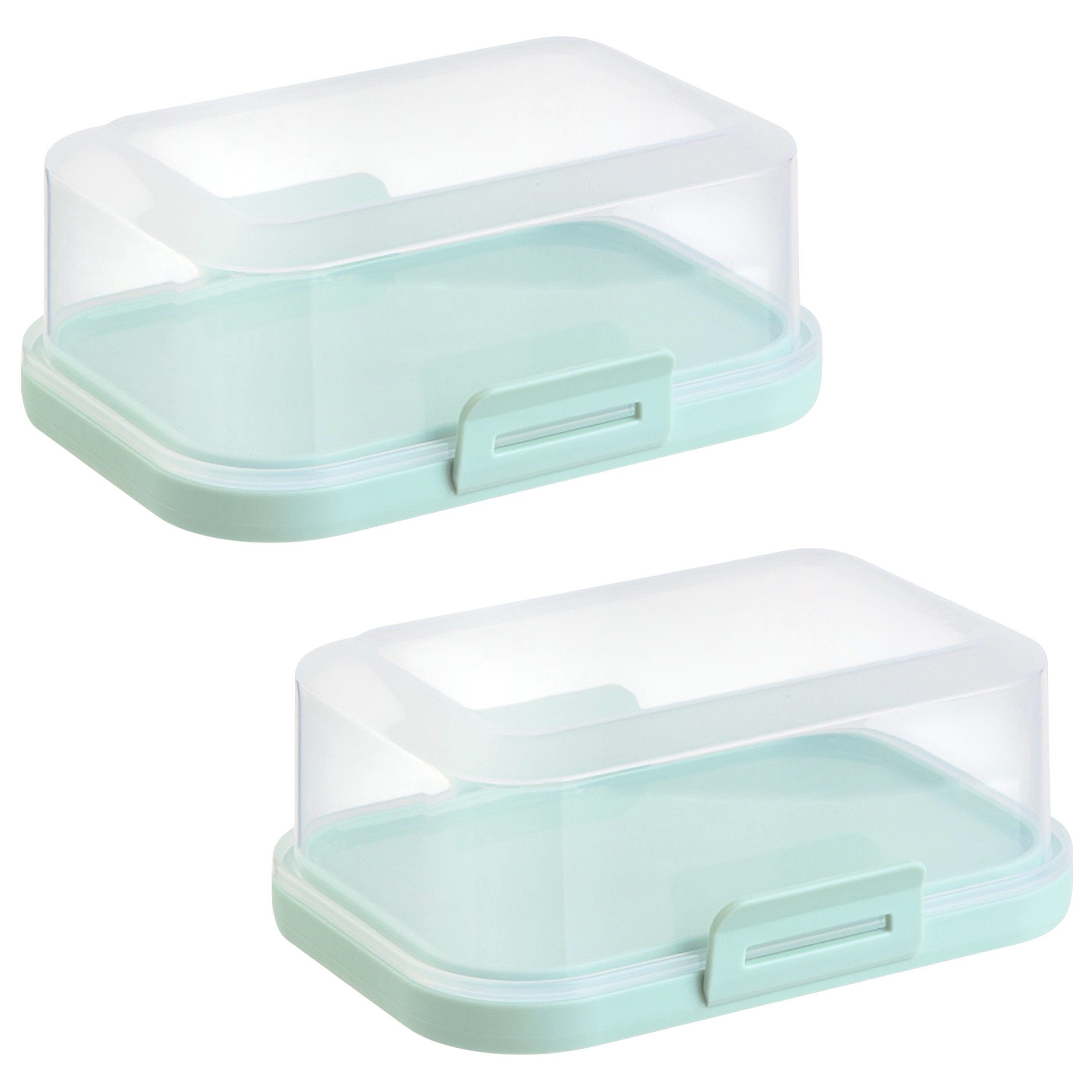 Engelland Butterdose Stapelbare Butter-/Käsedose, Kunststoff, (Vorteils-Set, 2-tlg., mit sicherem Klickverschluss), stapelbar, platzsparend, Ordnung im Kühlschrank, BPA-Frei, Mehrzweck