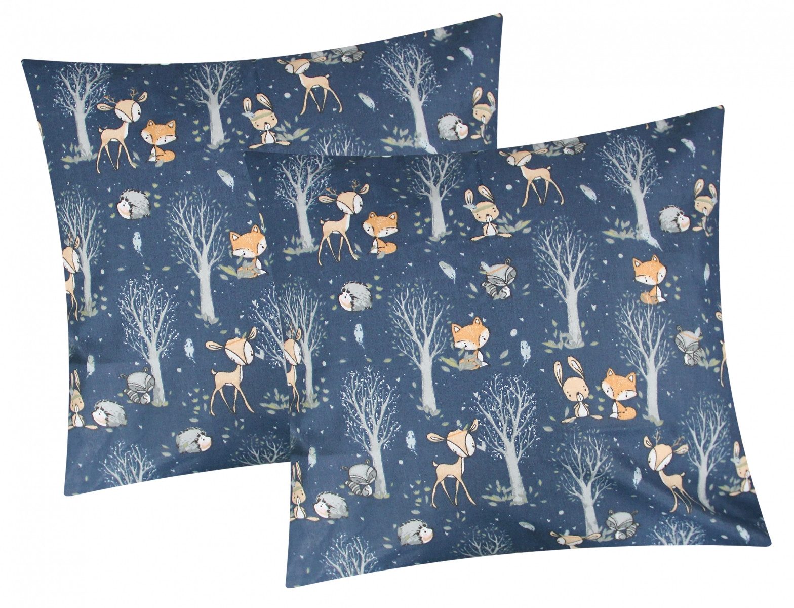 Heubergshop Kissenbezug, (2 Stück), 40x40cm Rehe Bäume Waldtiere 100% Baumw günstig online kaufen