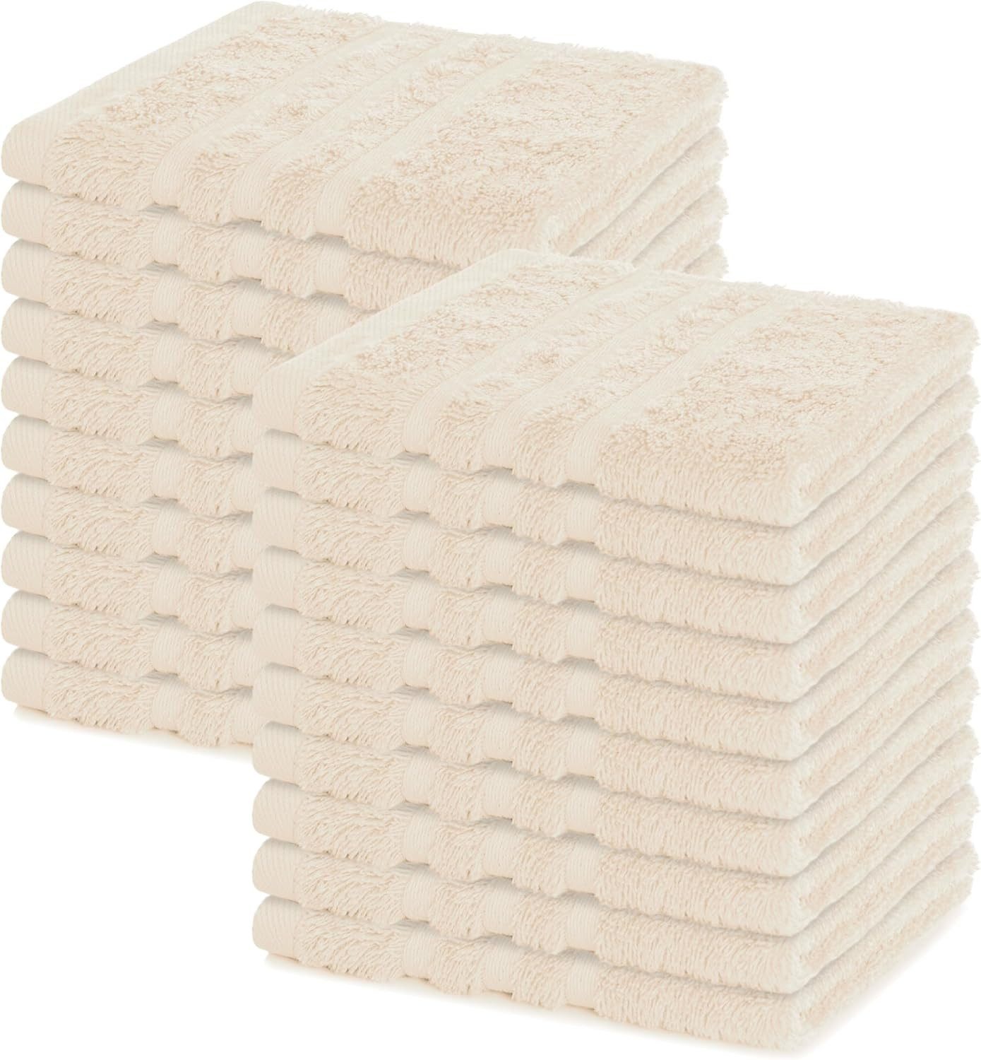 Lavea Seiftuch 30 x 30 cm, 20er Set Seiftücher, Elena Frottierserie, 100% Bamwolle, (Set, 20-St), 500 g/m² Frottier, weich & saugstark, pflegeleicht