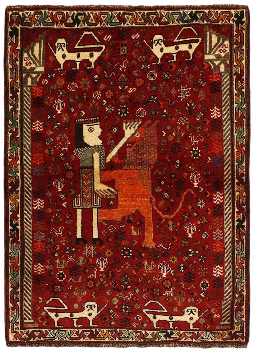 Orientteppich Ghashghai Figural 122x162 Handgeknüpfter Orientteppich, Nain Trading, rechteckig, Höhe: 12 mm