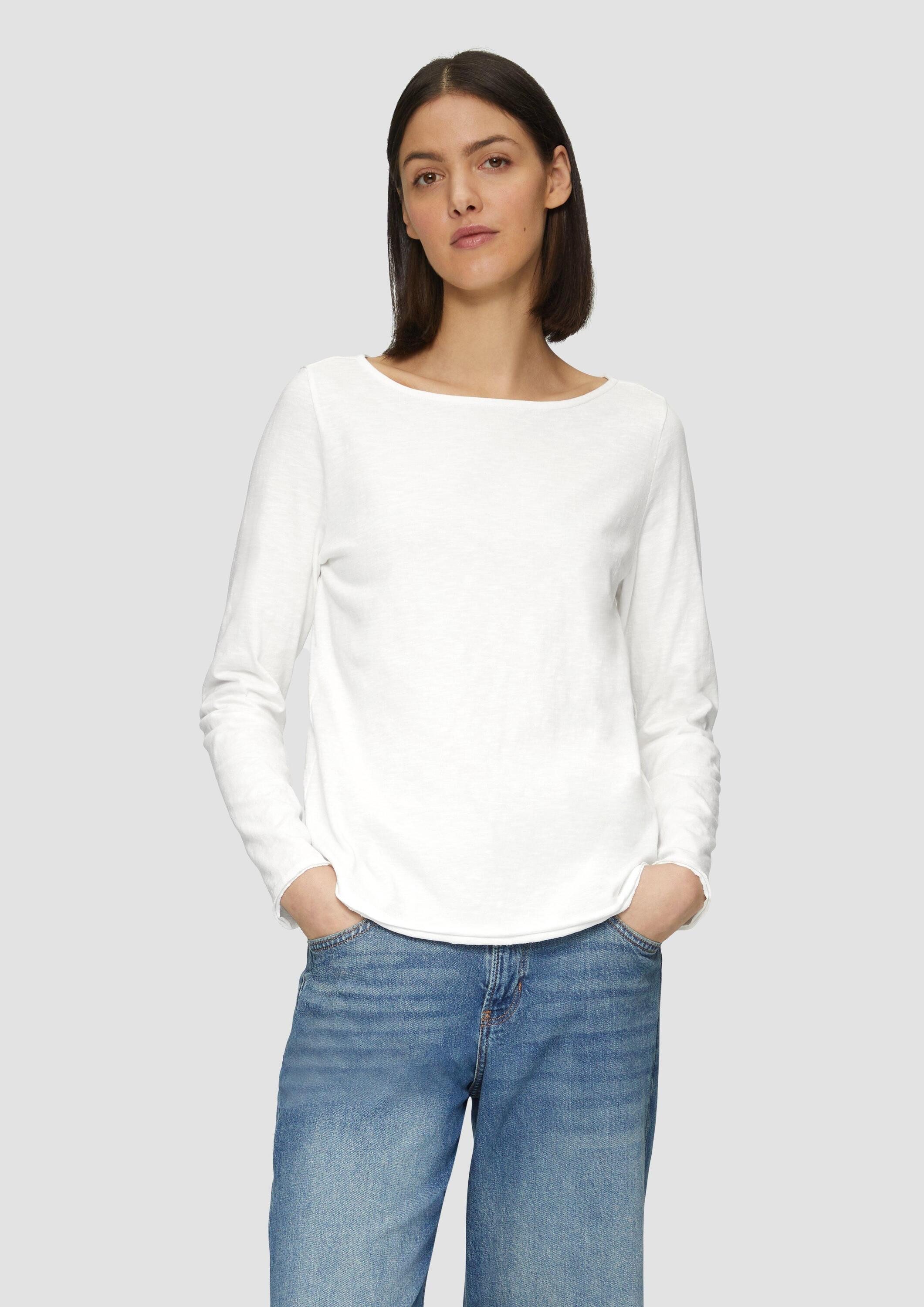 s.Oliver Langarmshirt T-Shirt Longsleeve mit Flammgarnstruktur und U-Boot-A günstig online kaufen