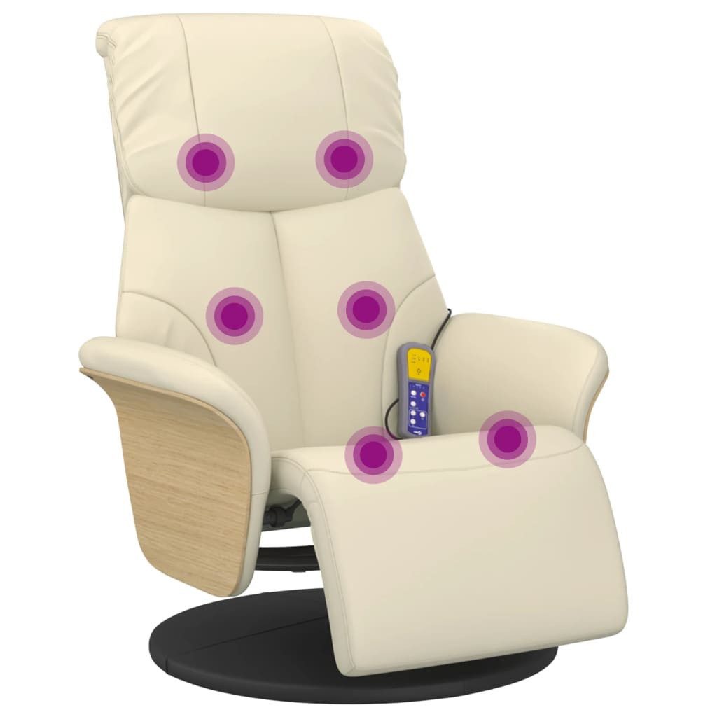 vidaXL Sessel Massagesessel mit Fußteil Creme Kunstleder (1-St)