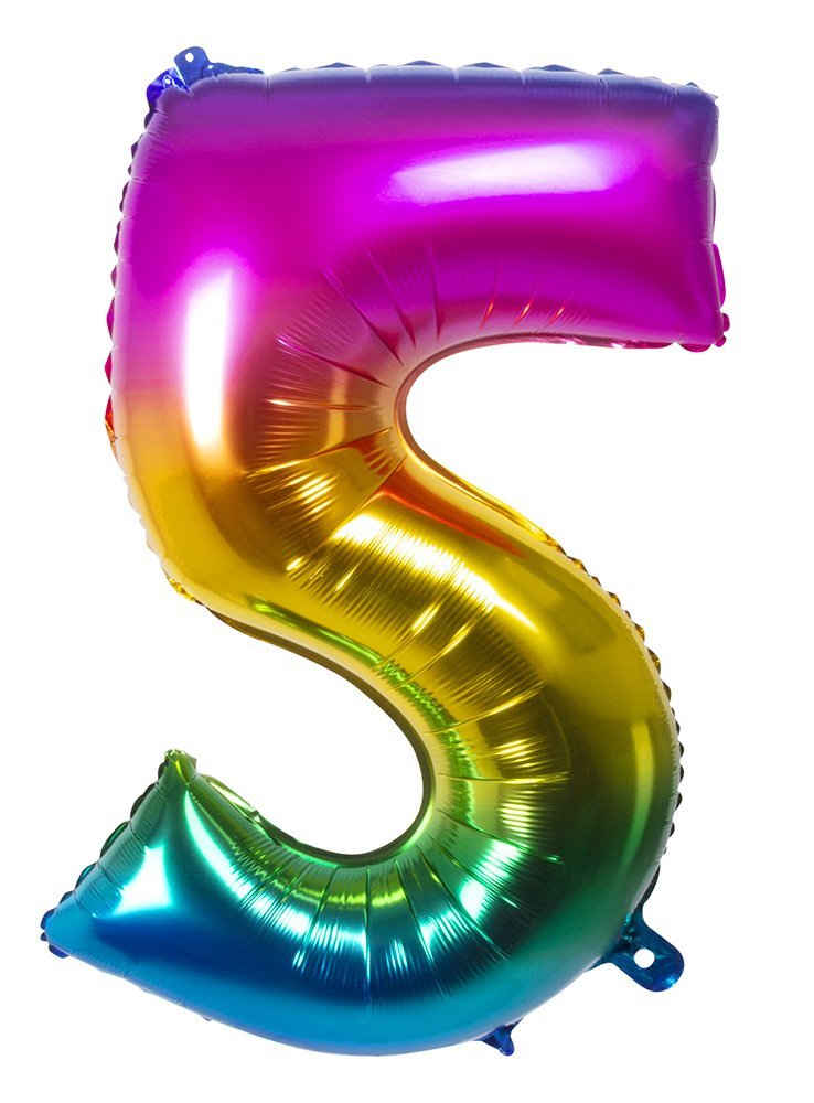 Boland Folienballon Folienballon 5 rainbow 86 cm, Ballon zur Befüllung mit Gas - für Geburtstag & Jubiläum
