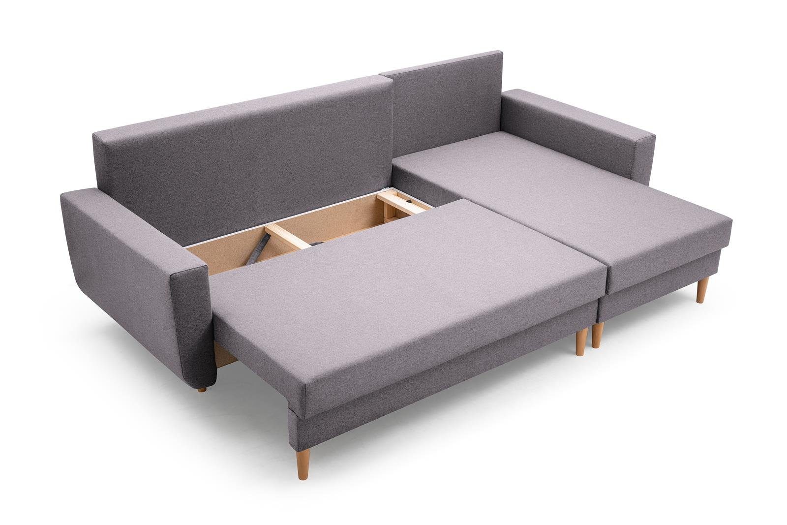 Beautysofa Polsterecke Couch Sofa (malmo Ecksofa Schlaffunktion, ONLY, mit 90) new universelle Hellgrau mit mane