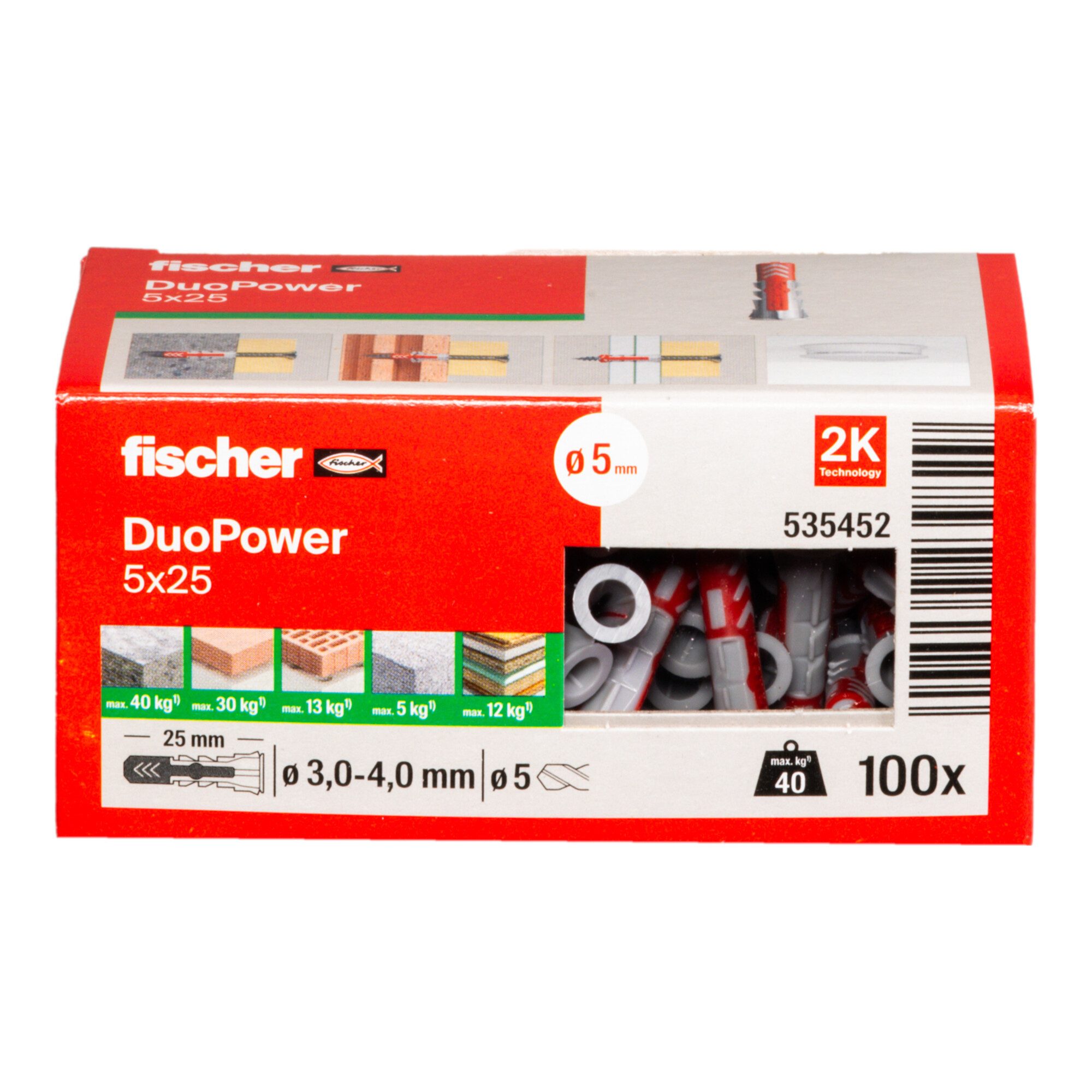 fischer Spreizdübel fischer Dübel DuoPower 5x25 LD 100 Stk
