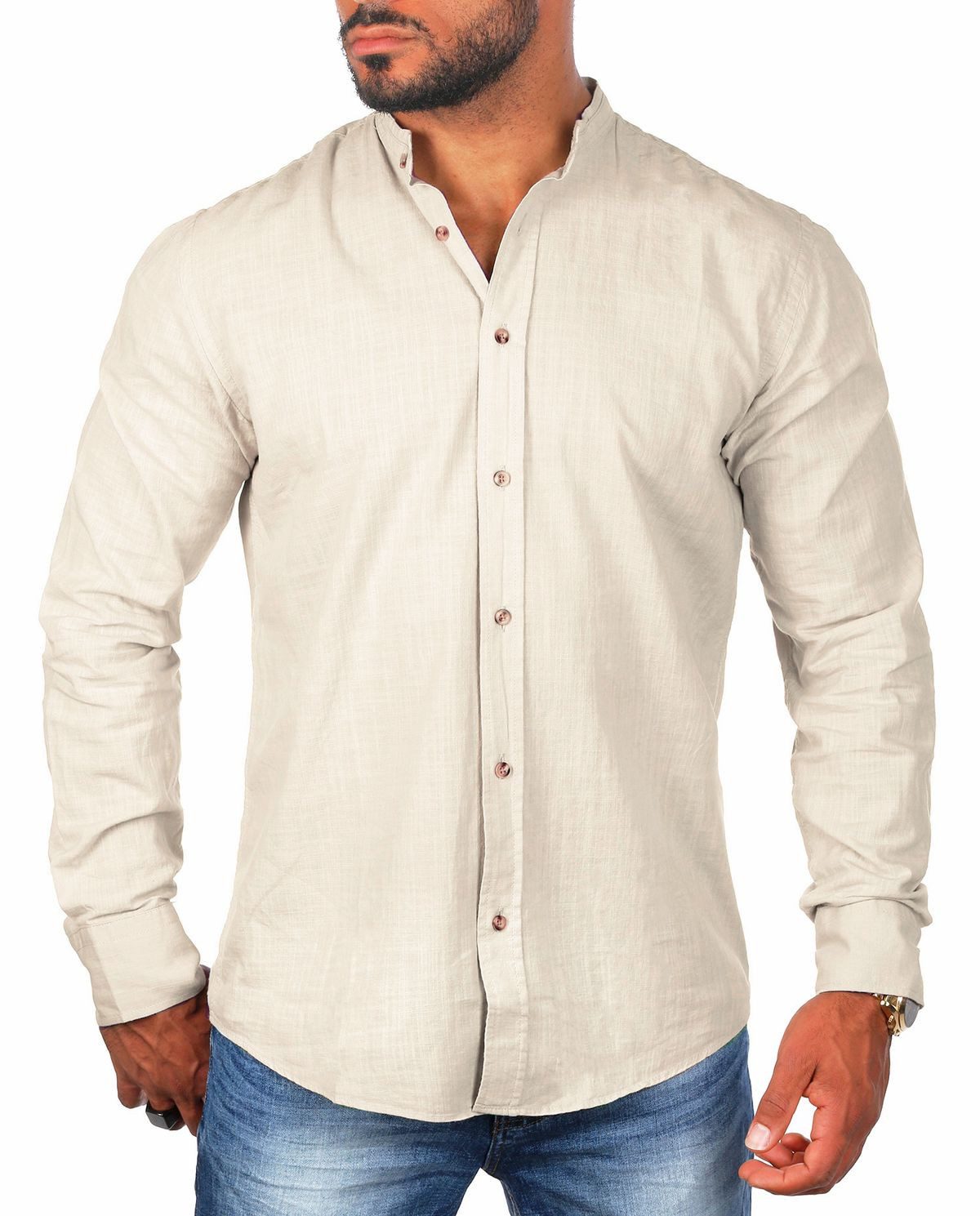 CARISMA Langarmhemd Herren Leinen Baumwoll Mix Hemd 8389 Regular Langarm St günstig online kaufen