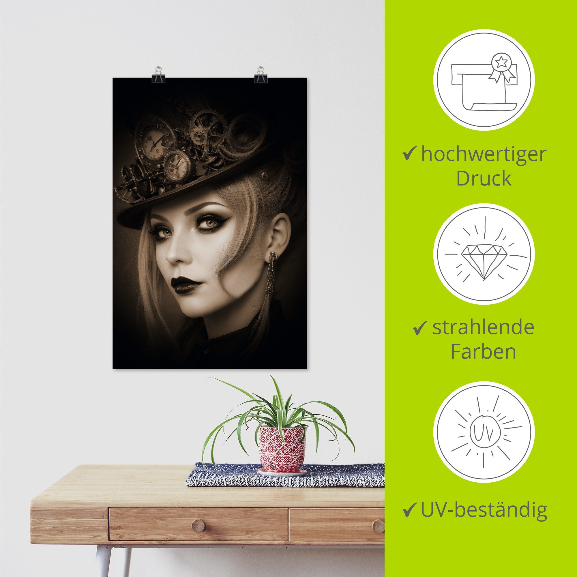 Artland Wandbild Simply Steampunk, Bilder von Frauen (1 St), als Alubild, Leinwandbild, Poster, Wandaufkleber in verschied. Größen