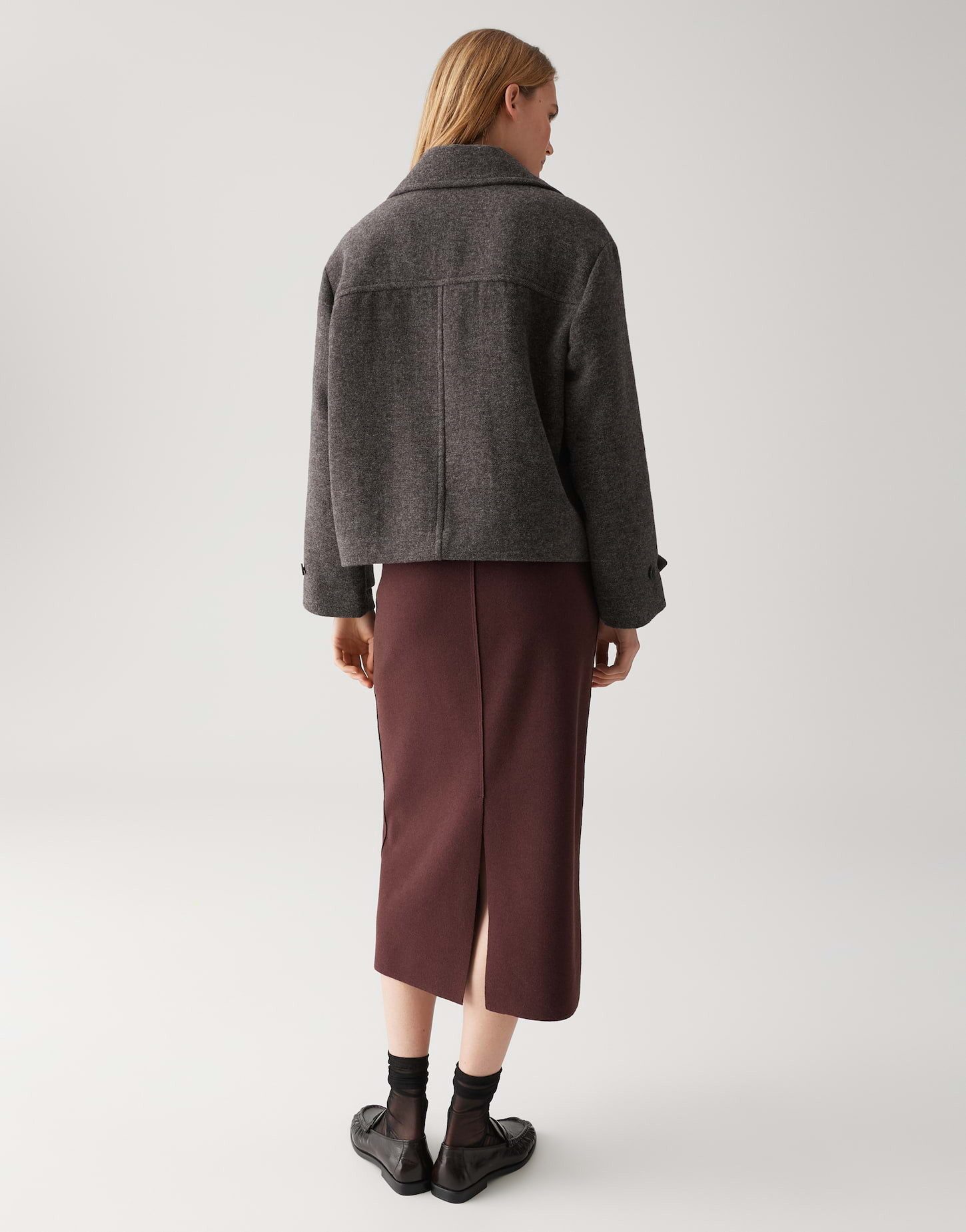 OPUS Cabanjacke HALLYN aus feinem Wollmix Reverskragen, Melangé-Effekt, zweireihige Knopfleiste