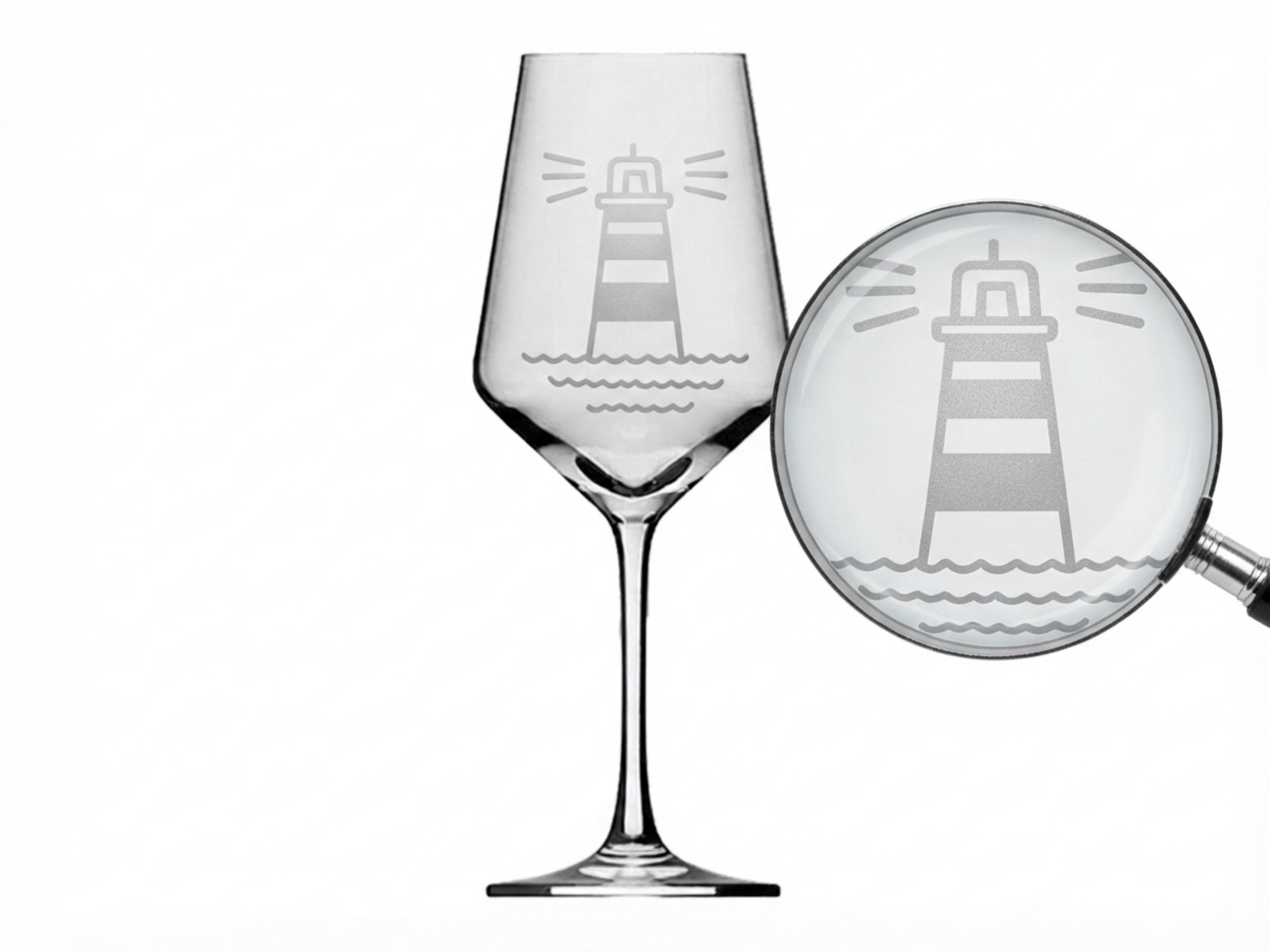 eXODA Weinglas Gravur Leuchtturm - spülmaschinenfest 350 ml, 1-tlg., Glas, Atemberaubende Darstellung