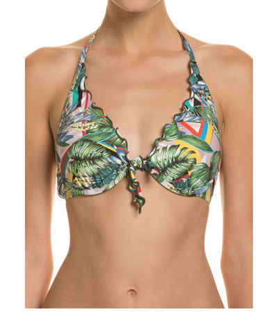 Guess Bügel-Bikini-Top GUESS Bikini-Oberteil bequemes Damen Bandeau-Bikini-Top mit floralen Muster-Details Triangle-BH Bunt