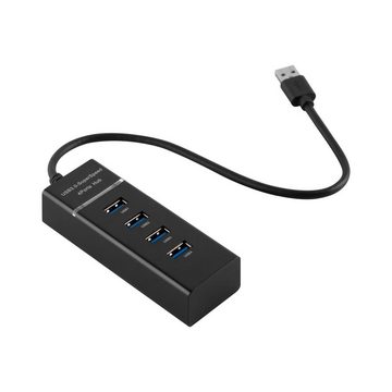 Cadorabo USB 3.0 USB-Adapter, 4-Port USB 3.0 Multischnittstelle USB Hub Plug & Play mit USB Stecker