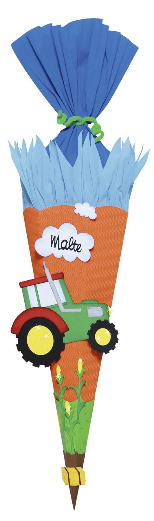 URSUS Schultüte URSUS Schultüten-Bastelset Traktor - 68cm, Verschluss Krepp