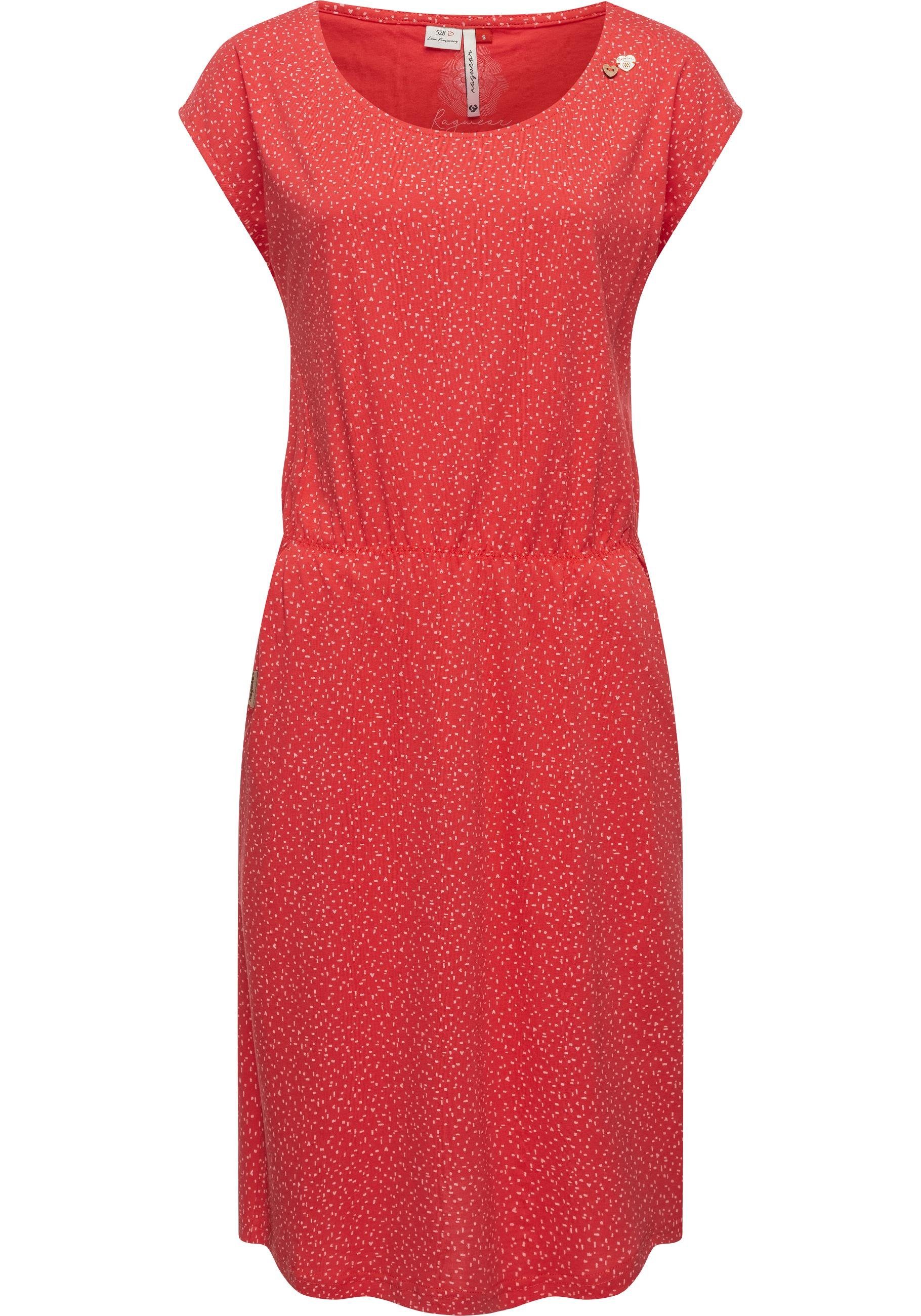 Ragwear Shirtkleid Lilithe stylisches Sommerkleid mit Alloverprint rot