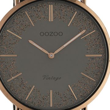 OOZOO Quarzuhr Oozoo Damen Armbanduhr schwarz Analog, (Analoguhr), Damenuhr rund, groß (ca. 40mm) Edelstahlarmband, Casual-Style