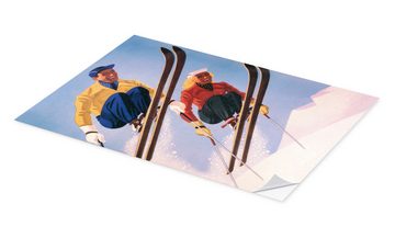 Posterlounge Wandfolie Vintage Ski Collection, Skispringer, Vintage Illustration