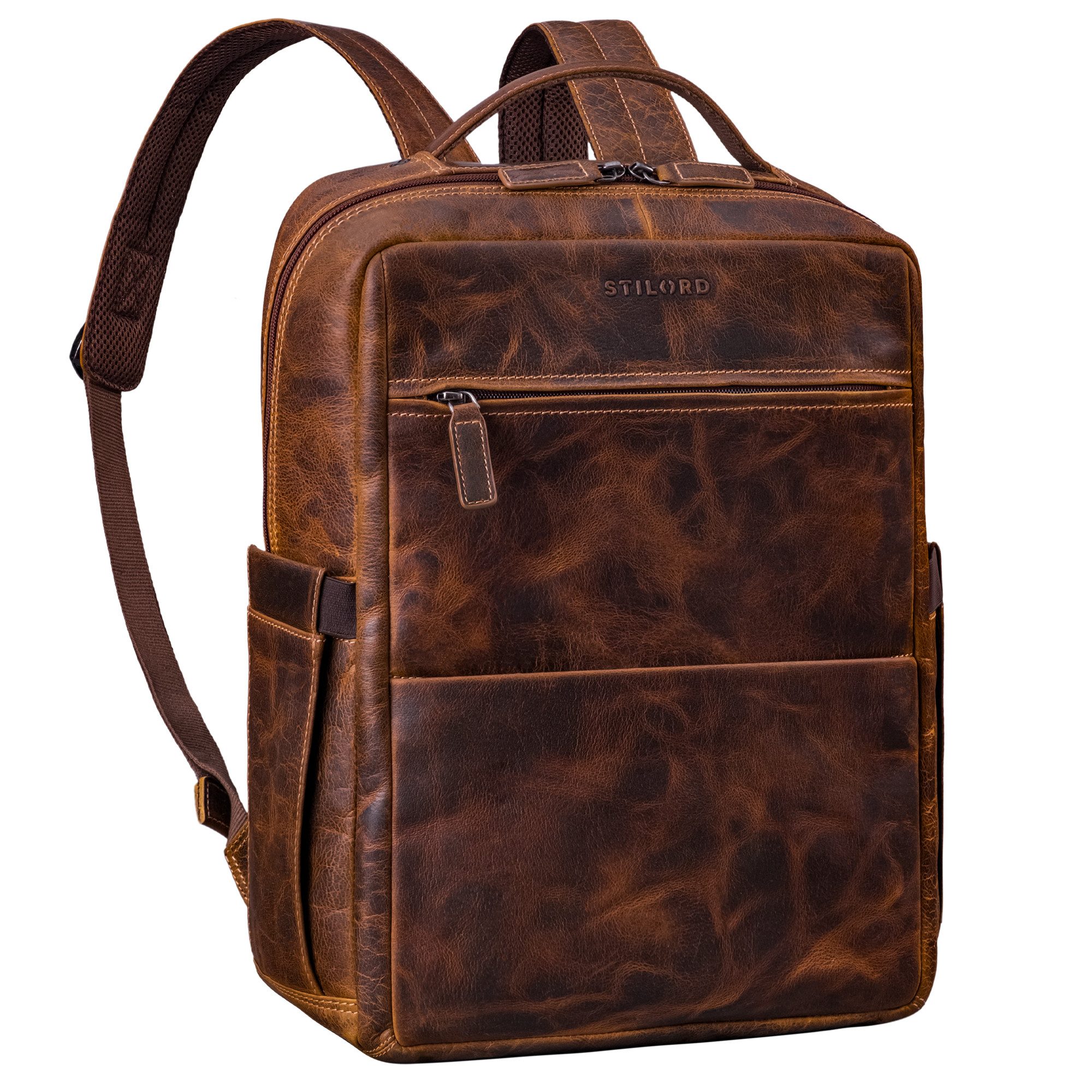 STILORD Notebookrucksack "Nordico" Businessrucksack Herren Groß Leder - Laptopfach 16 Zoll