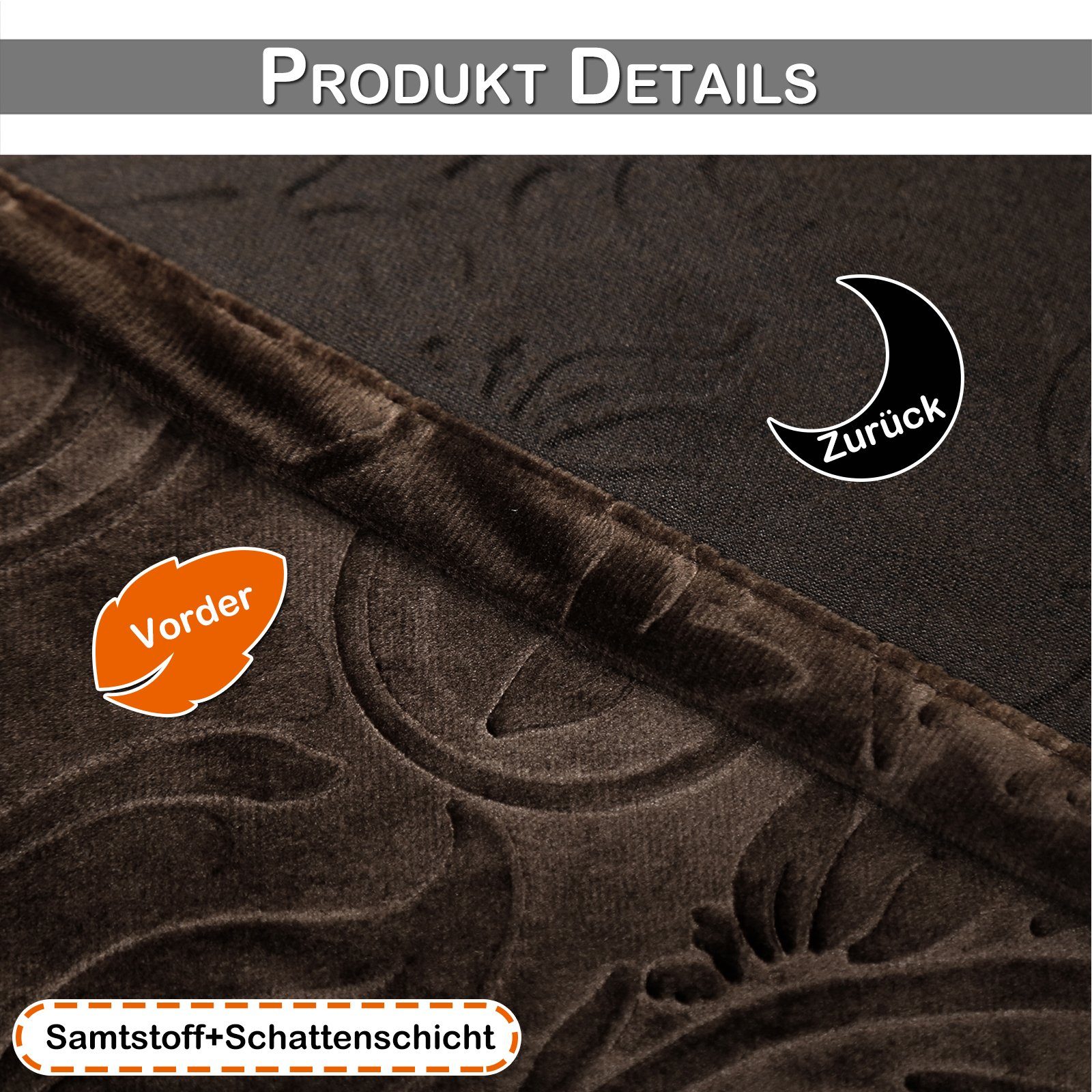 Rosnek Vorhang Luxuriöser, geblümter Samt, für günstig online kaufen