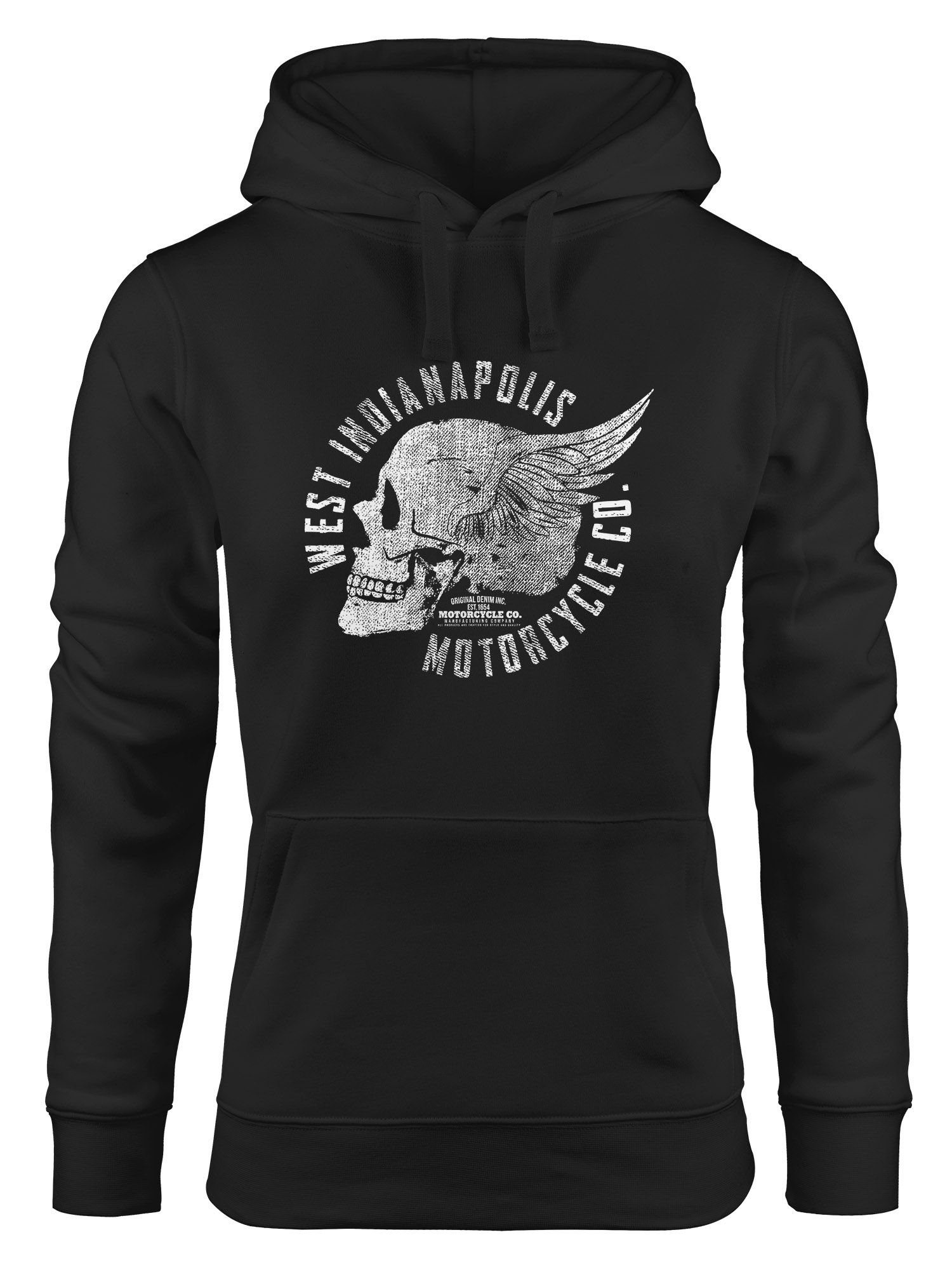 Neverless Hoodie Hoodie Damen Totenkopf Flügel Motorrad Biker Skull Wings Vintage