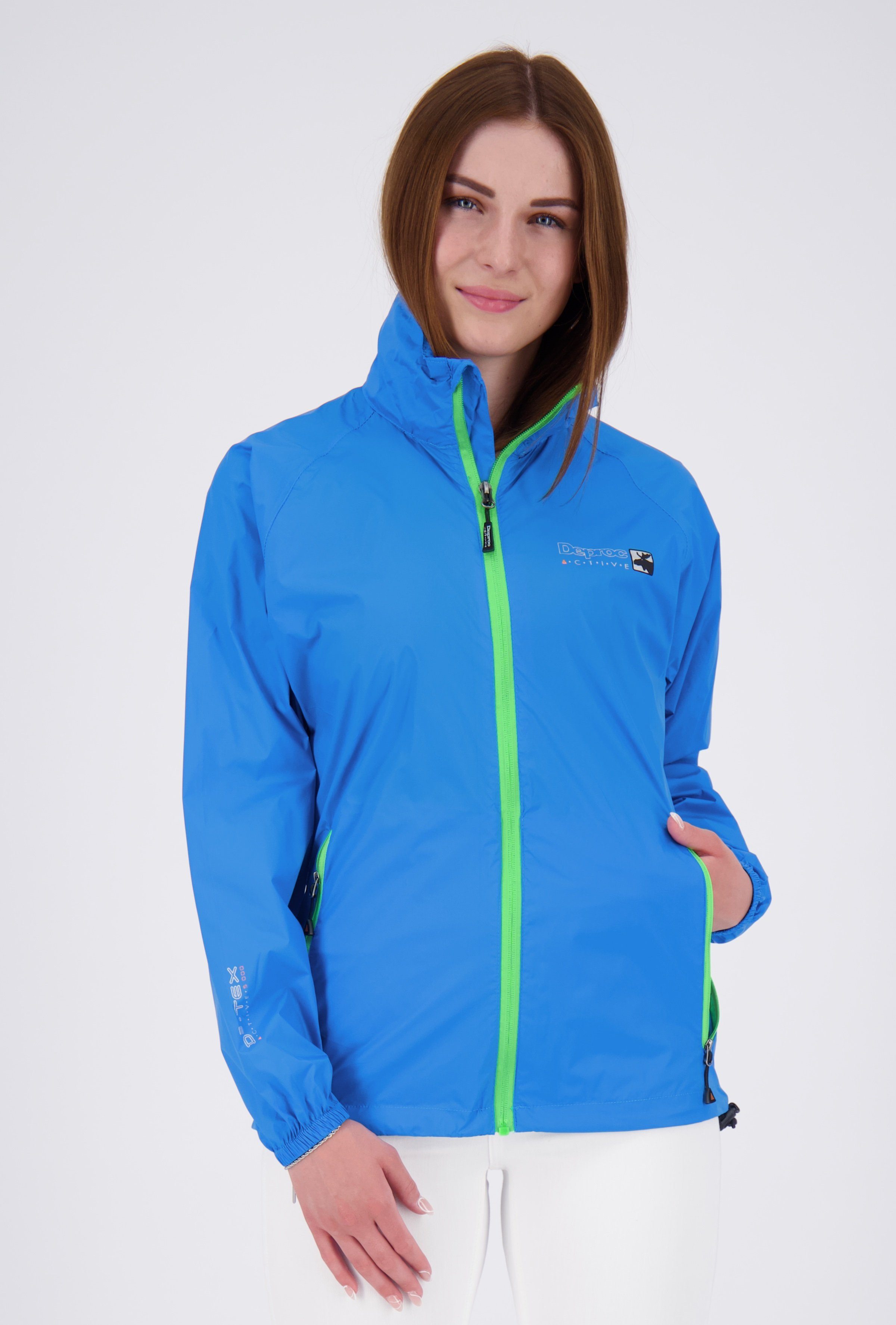 in auch light II mitgelieferter WOMEN Regenjacke ROBSON Größen CS DEPROC großen Packbeutel erhältlich, blue Active