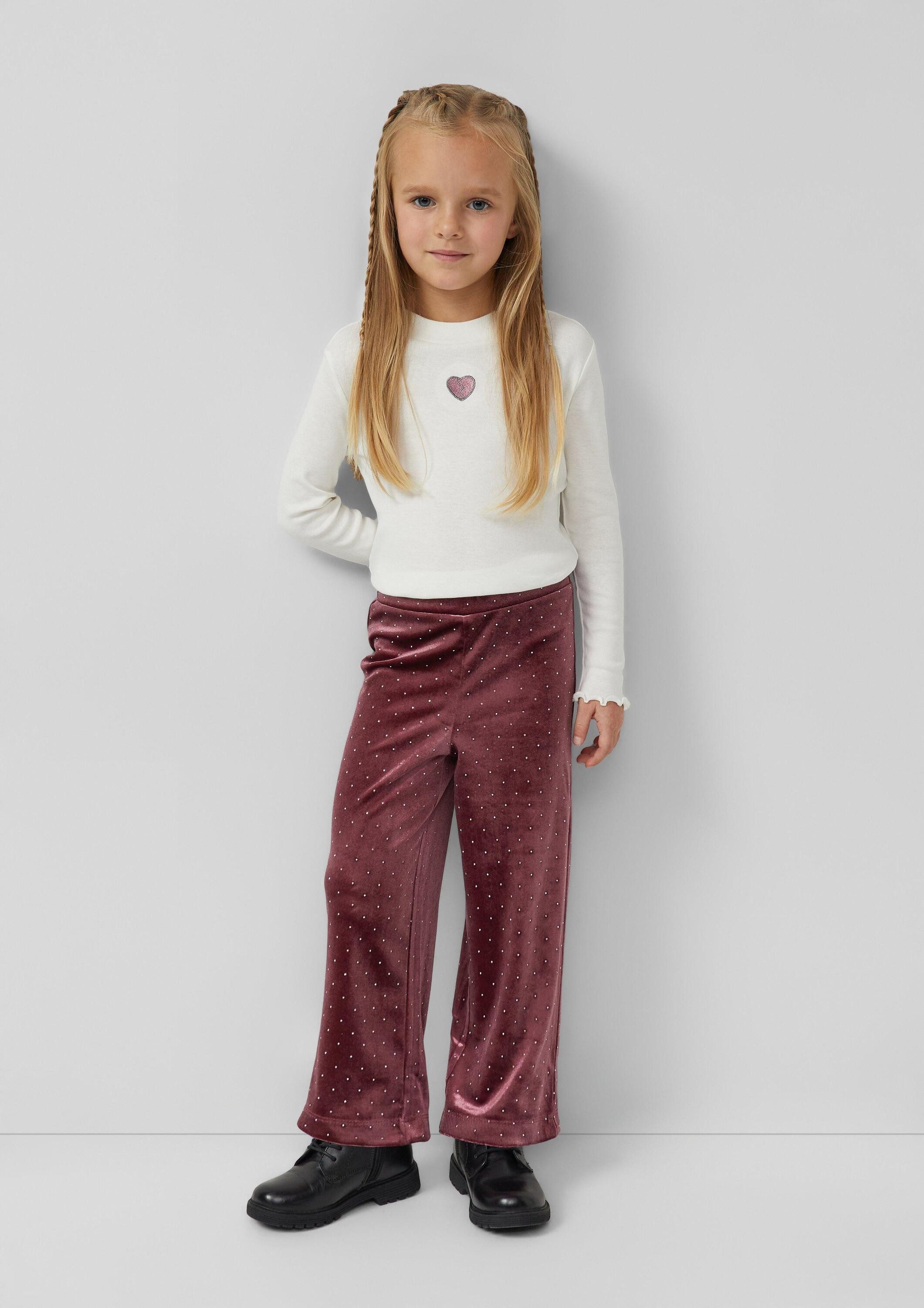 s.Oliver Chinos Leggings Wide Leg-Hose aus Samt mit Glitzersteinen – Bild 3 von 4