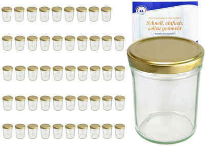 MamboCat Einmachglas 50er Set Sturzglas 230 ml HOCH To 66 goldener Deckel incl. Rezeptheft, Glas